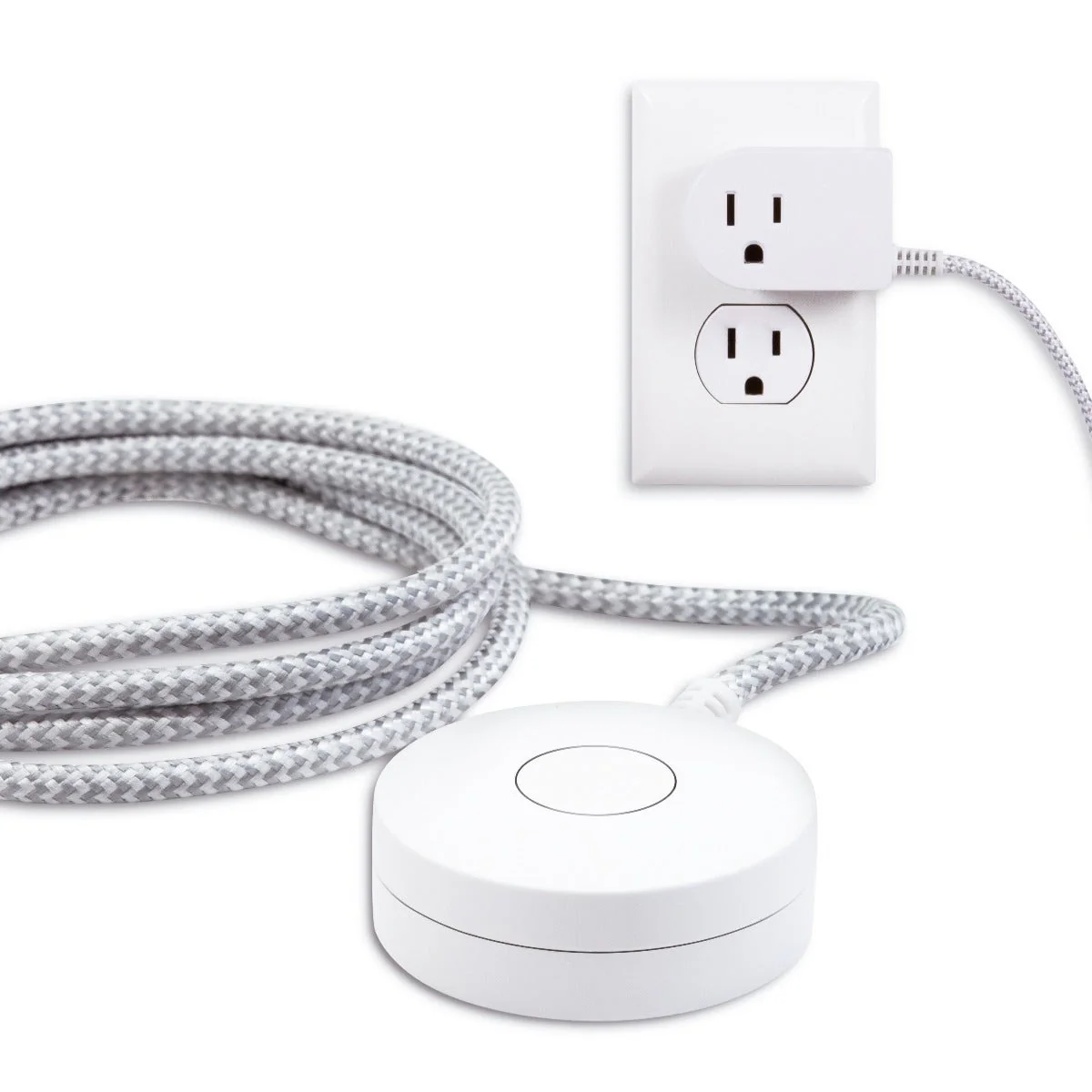Cordinate 1-Outlet Tabletop Switch with 6ft. Braided Extension Cord, White/Gray - Image 4