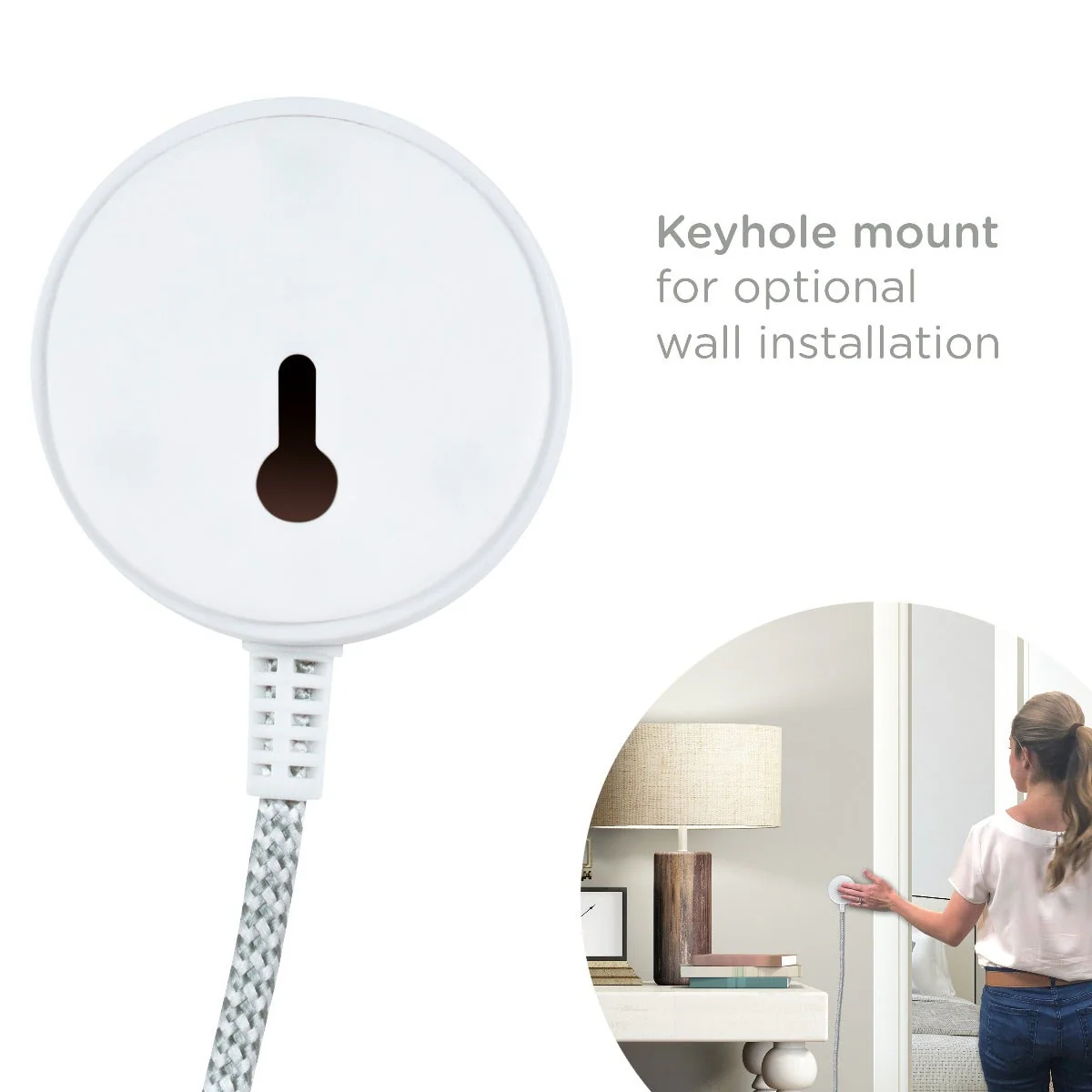 Cordinate 1-Outlet Tabletop Switch with 6ft. Braided Extension Cord, White/Gray - Image 8
