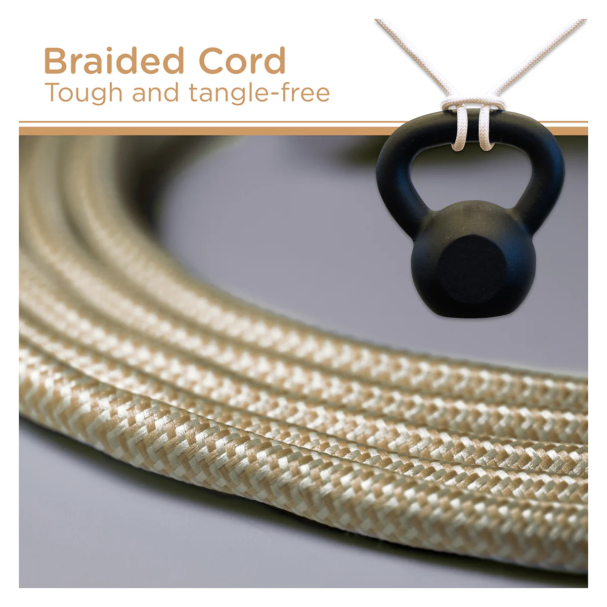Cordinate 3-Outlet 10ft. Braided Extension Cord with Surge Protection, White/Tan - Image 3