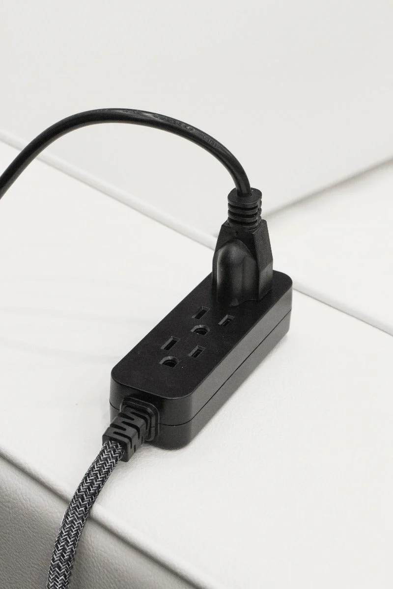Cordinate 3-Outlet 2ft. Braided Extension Cord with Flat Plug, Black/Gray - Image 3