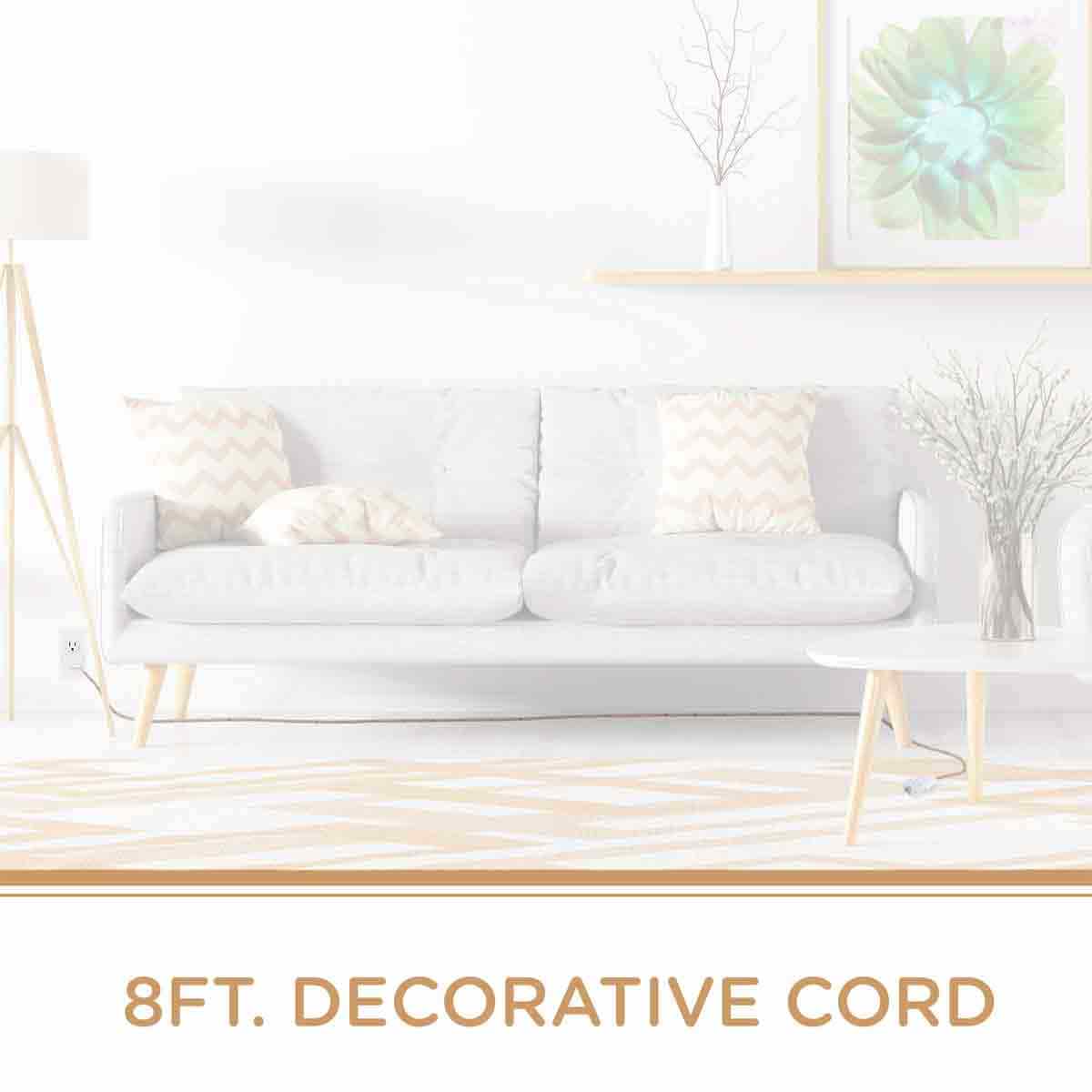Cordinate 3-Outlet 8ft. Braided Extension Cord with Flat Plug, White/Tan - Image 6