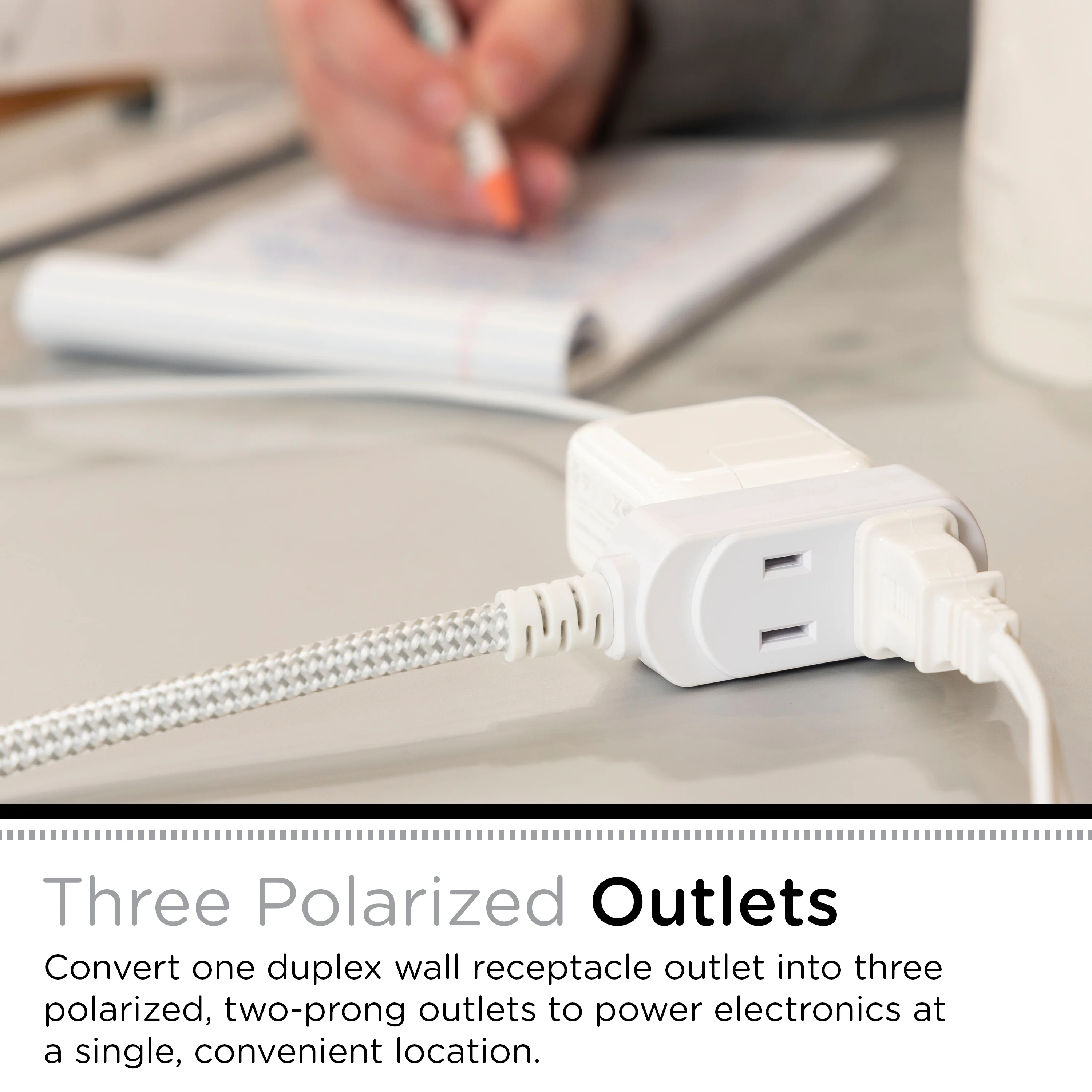 Cordinate 8ft. 3-Outlet Indoor Extension Cord - Image 2