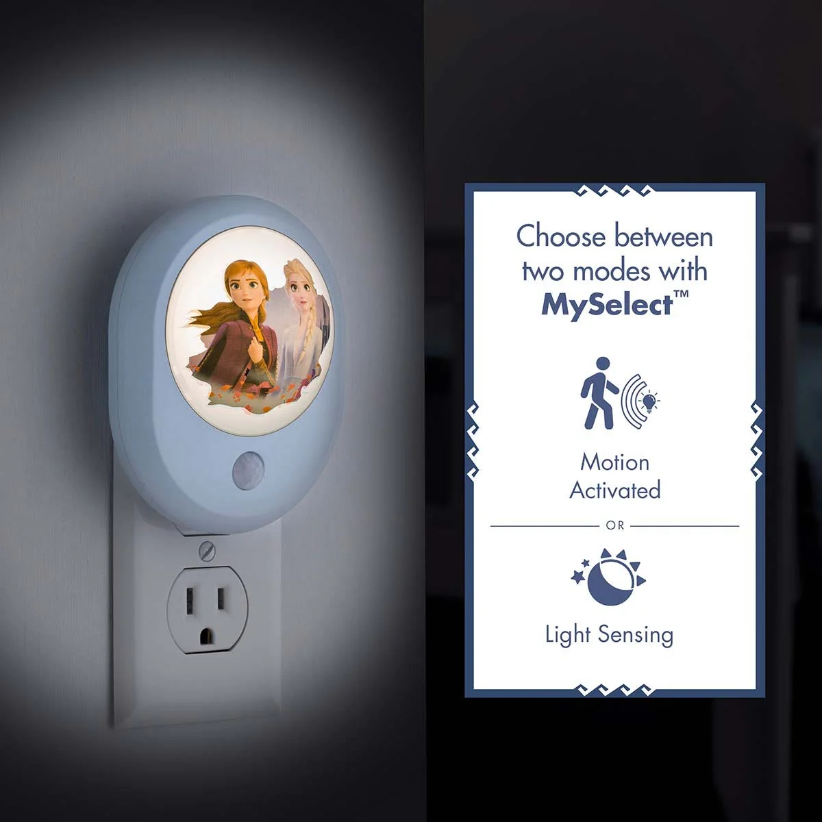 Disney Frozen II Motion-Sensing Light Sensing LED Night Light, Blue - Image 3