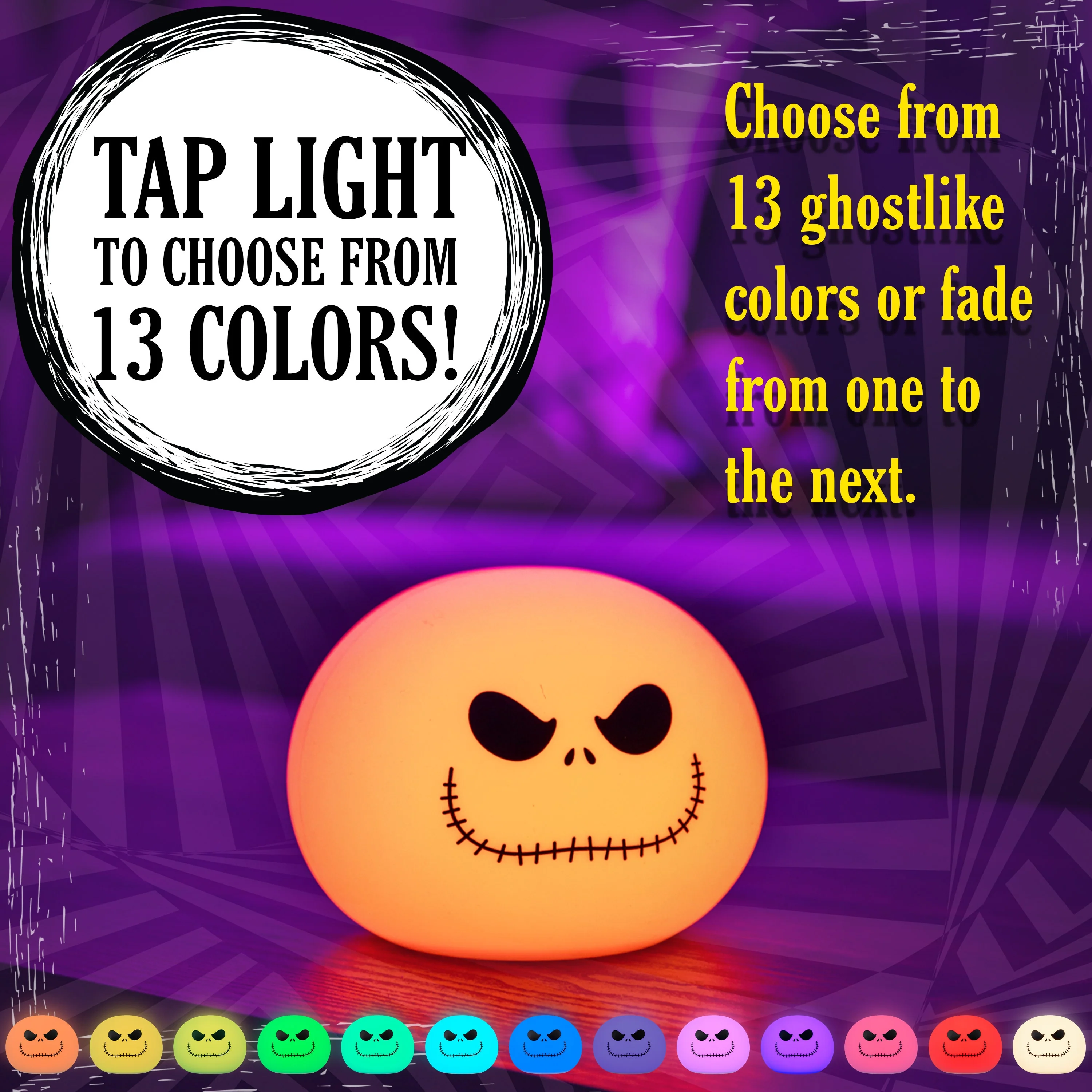 Disney Jack Skellington Color-Changing Tabletop LED Night Light, White - Image 3