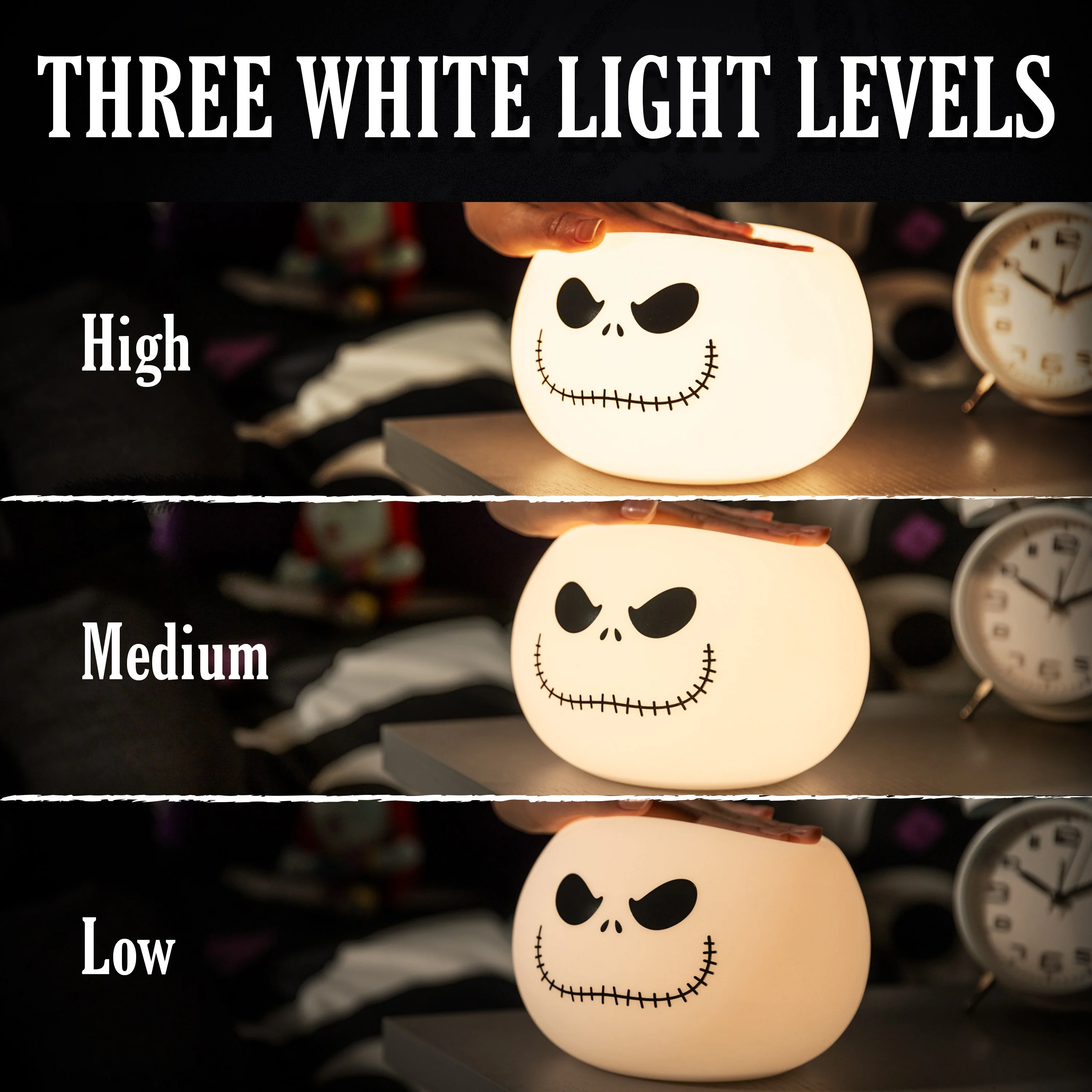Disney Jack Skellington Color-Changing Tabletop LED Night Light, White - Image 4