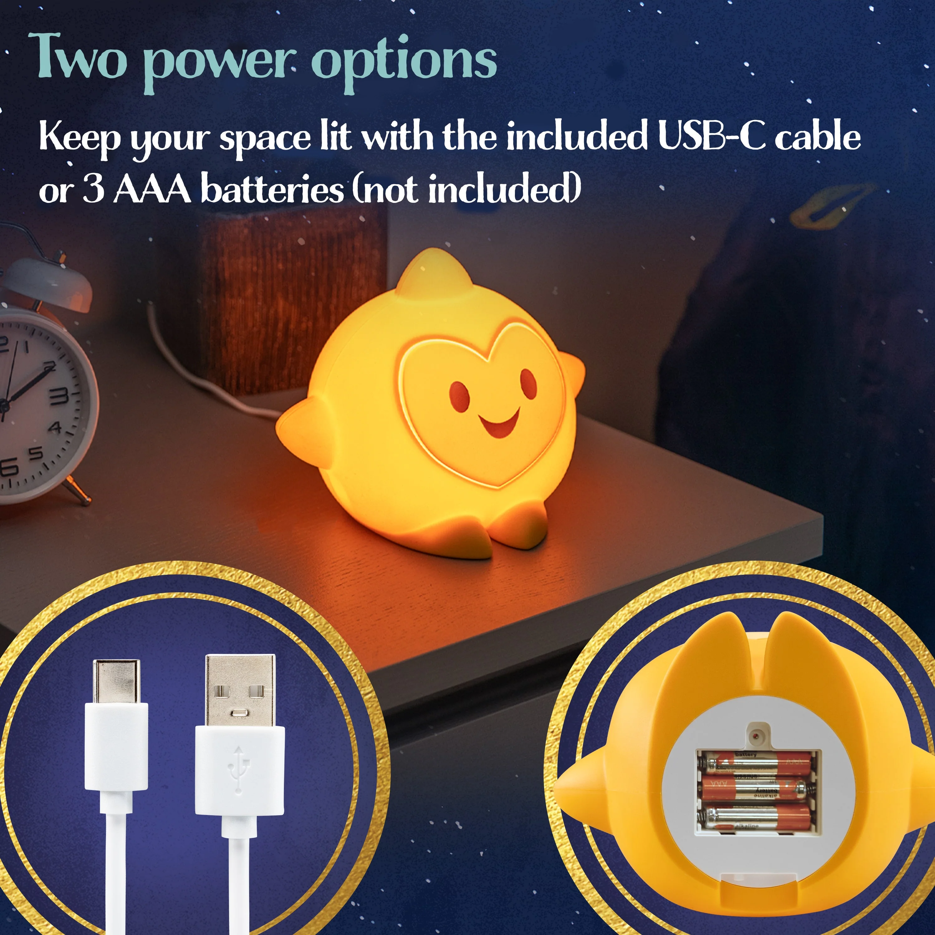 Disney WISH Star Squishy Dimmable Tabletop LED Night Light, Yellow - Image 7