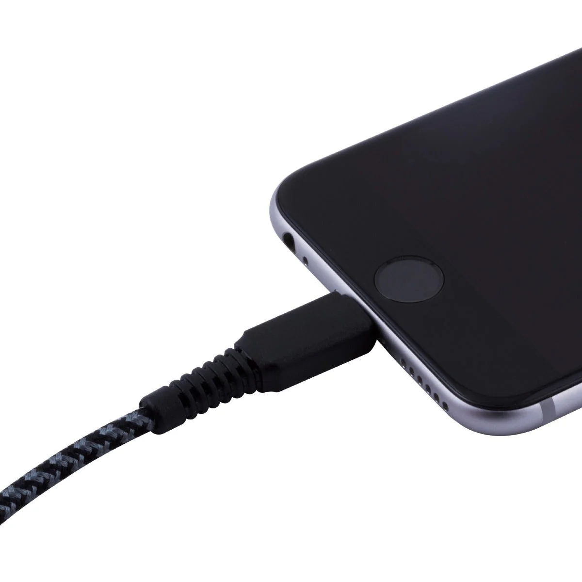 EcoSurvivor 8ft. USB-A to Lightning Charging Cable with Braided Cord, Black/Gray - Image 3