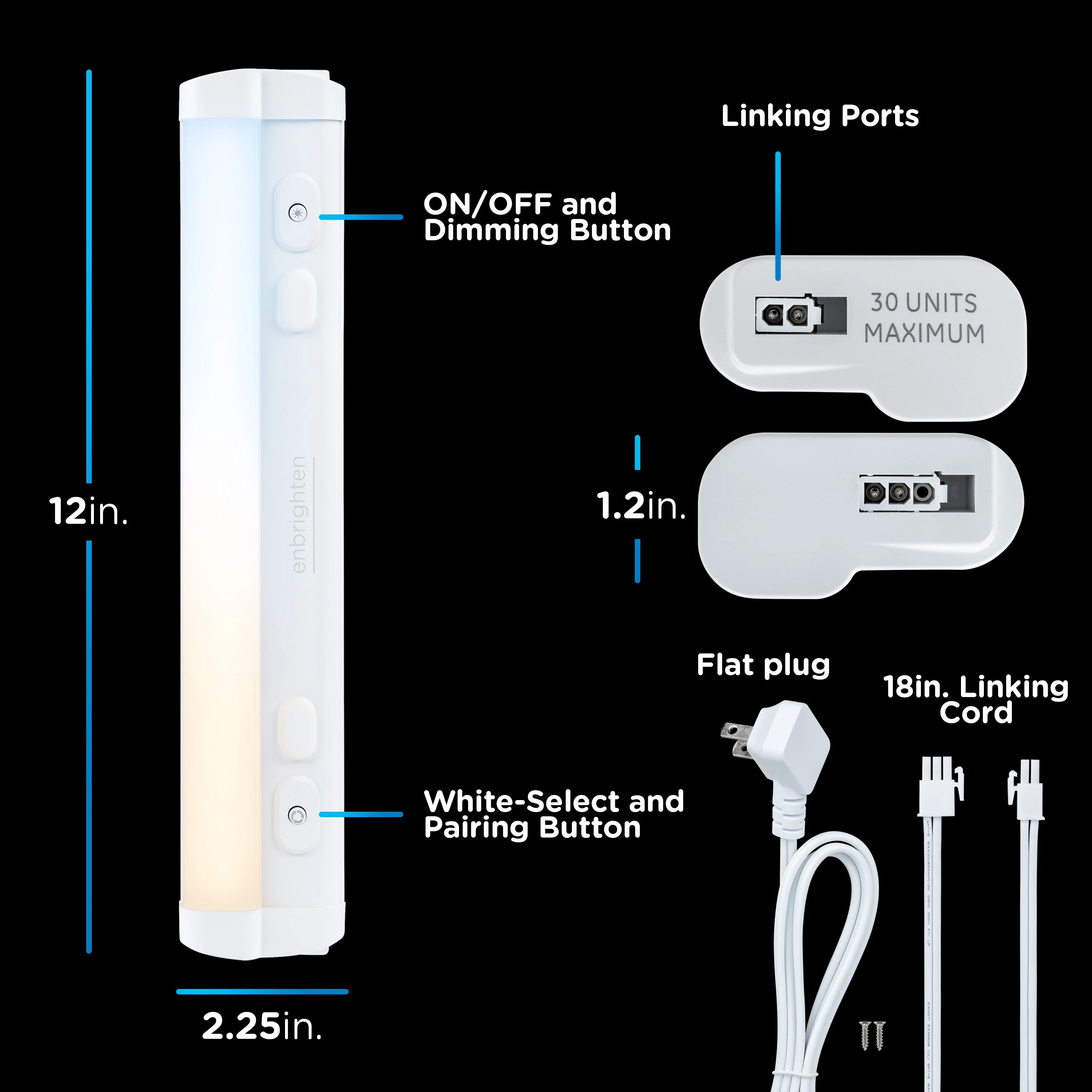 Enbrighten 12in. Plug-In Dimmable LED Light Bar, White - Image 3