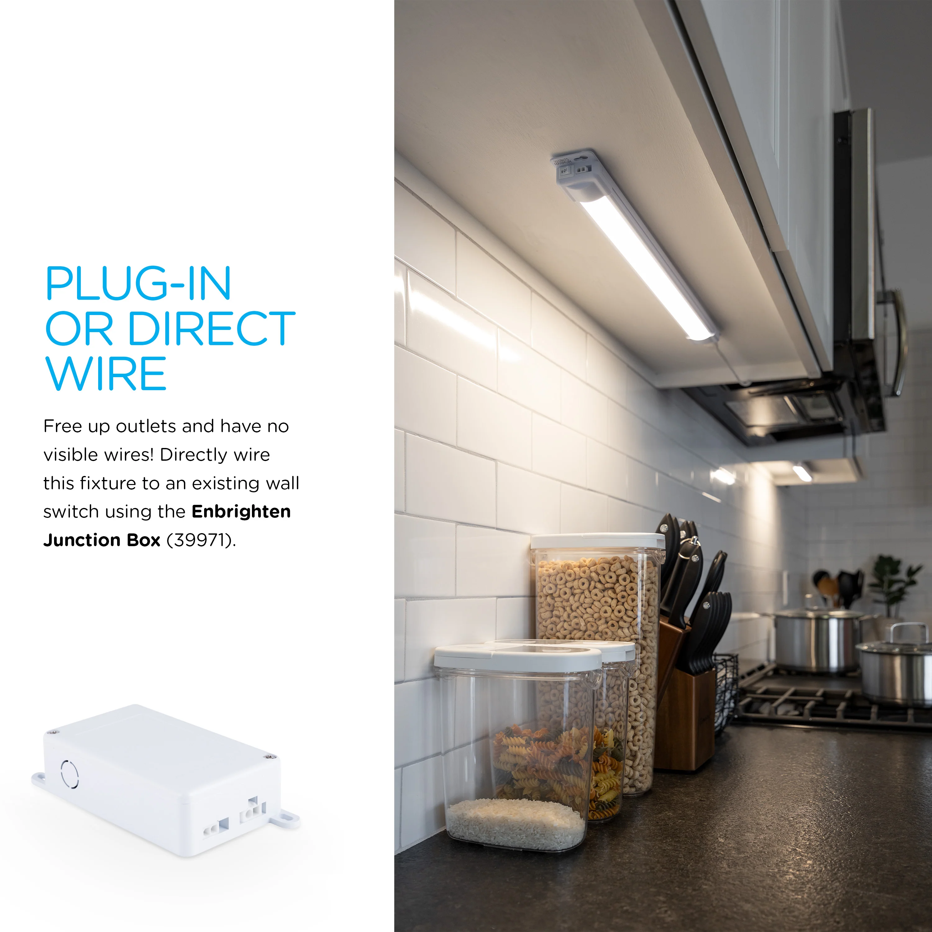 Enbrighten 12in. Plug-In LED Under Cabinet Light Fixture, White - Image 5