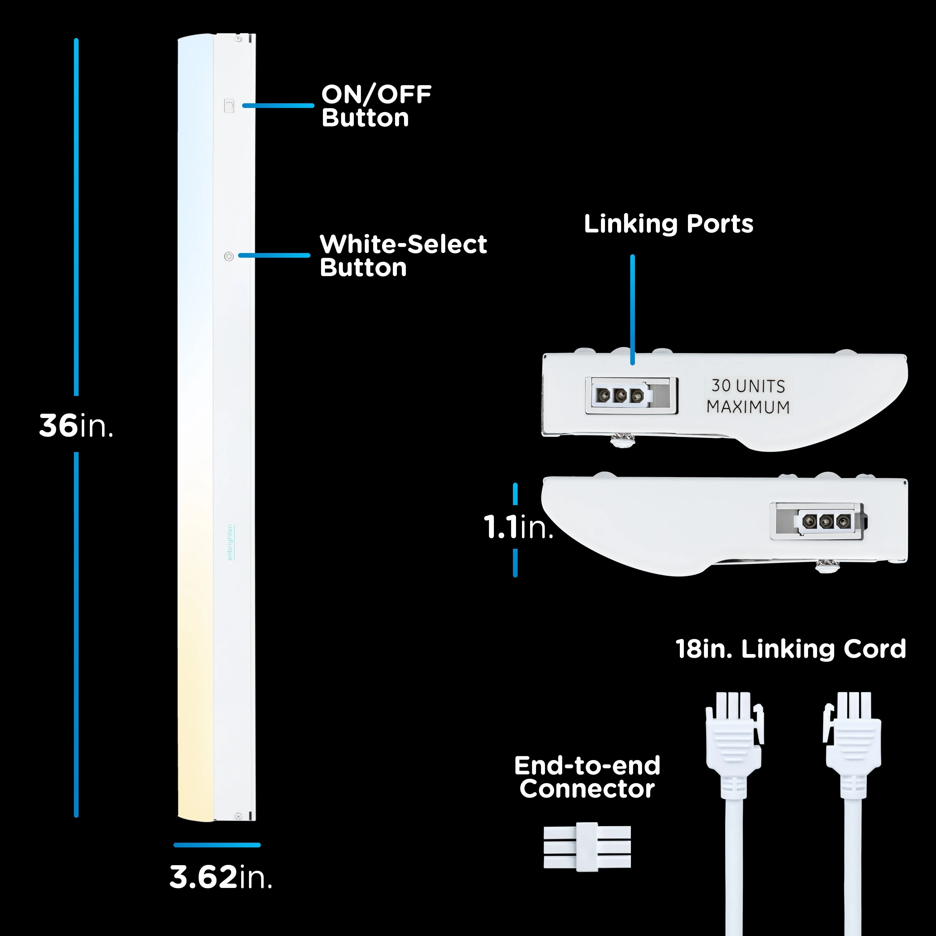 Enbrighten 36in. Direct Wire LED Light Bar, White - Image 3