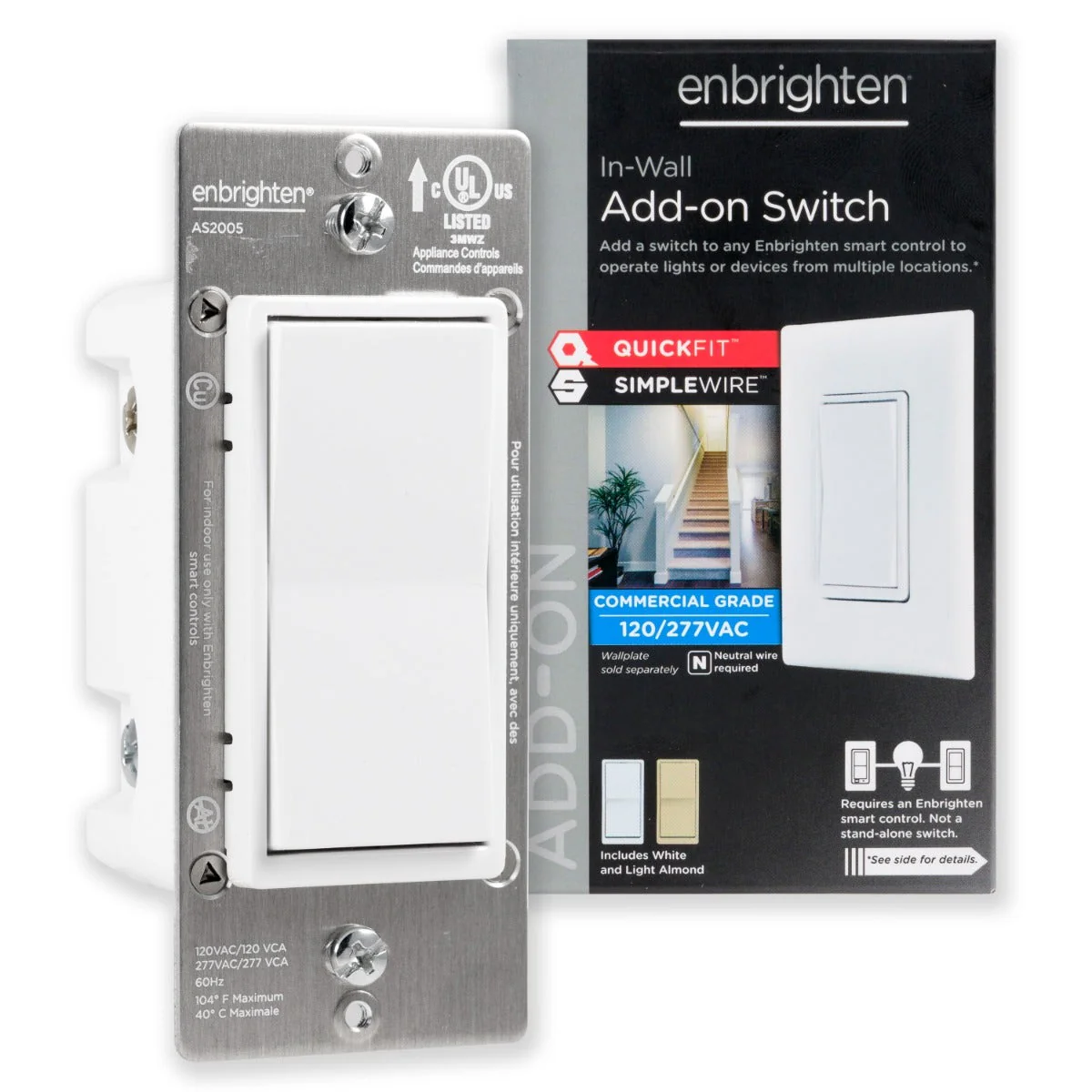 Enbrighten Add-On Switch with QuickFit™ and SimpleWire™, White - Image 4