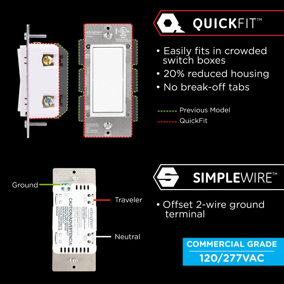 Enbrighten Add-On Switch with QuickFit™ and SimpleWire™, White - Image 5