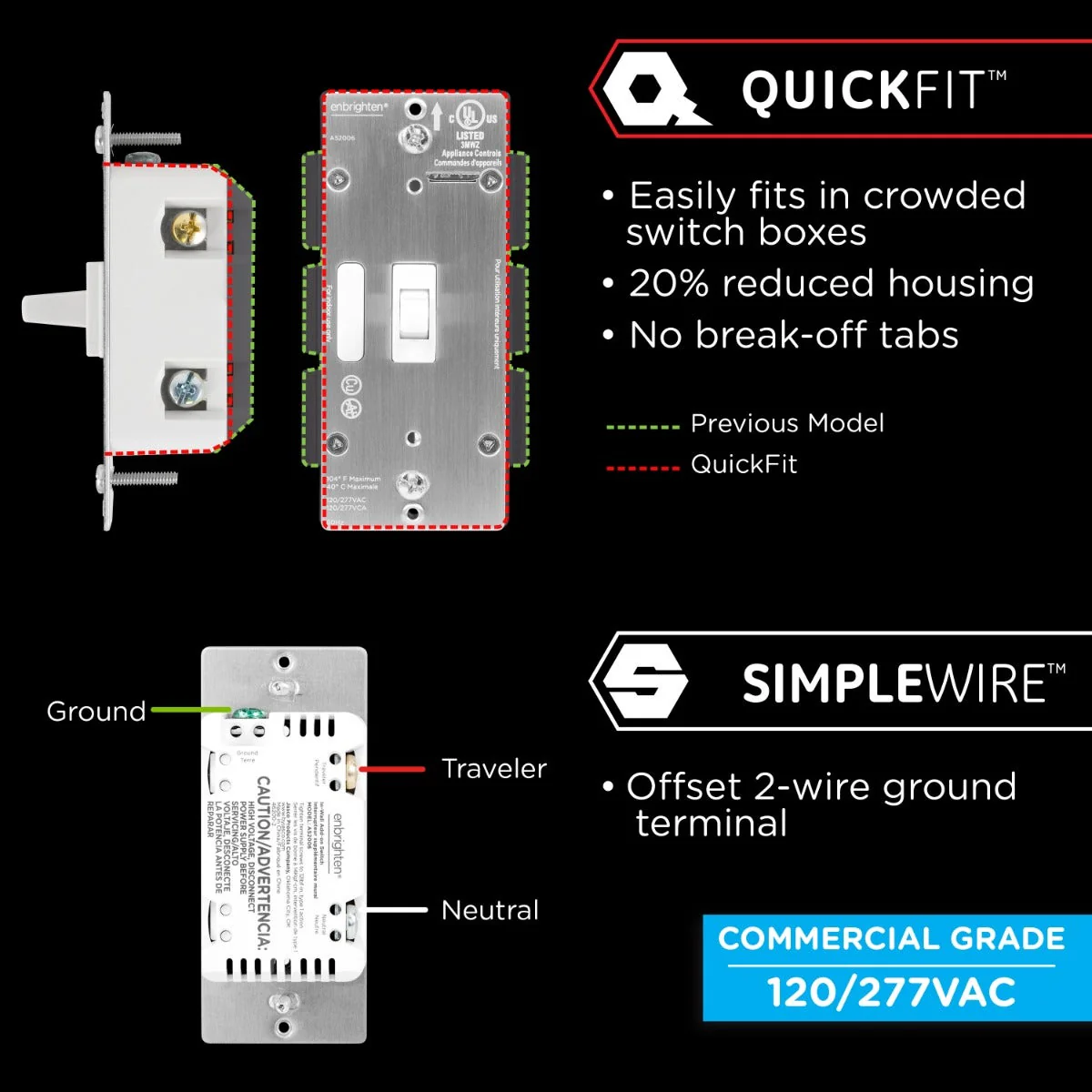 Enbrighten Add-On Toggle Switch with QuickFit and SimpleWire, White - Image 3