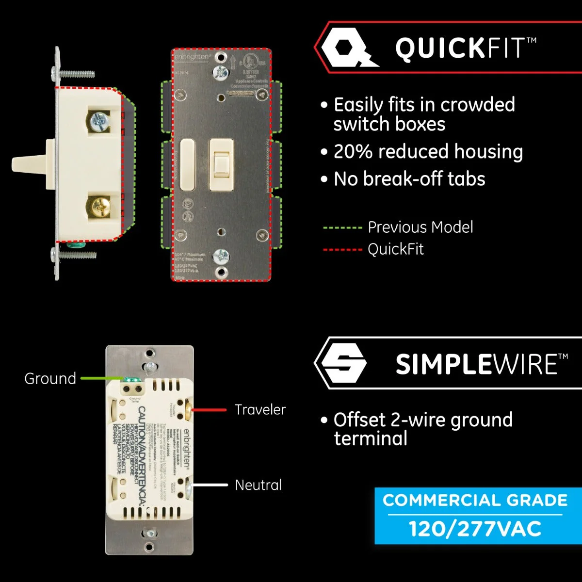 Enbrighten Add-On Toggle Switch With QuickFit™ And SimpleWire™, Light Almond - Image 3