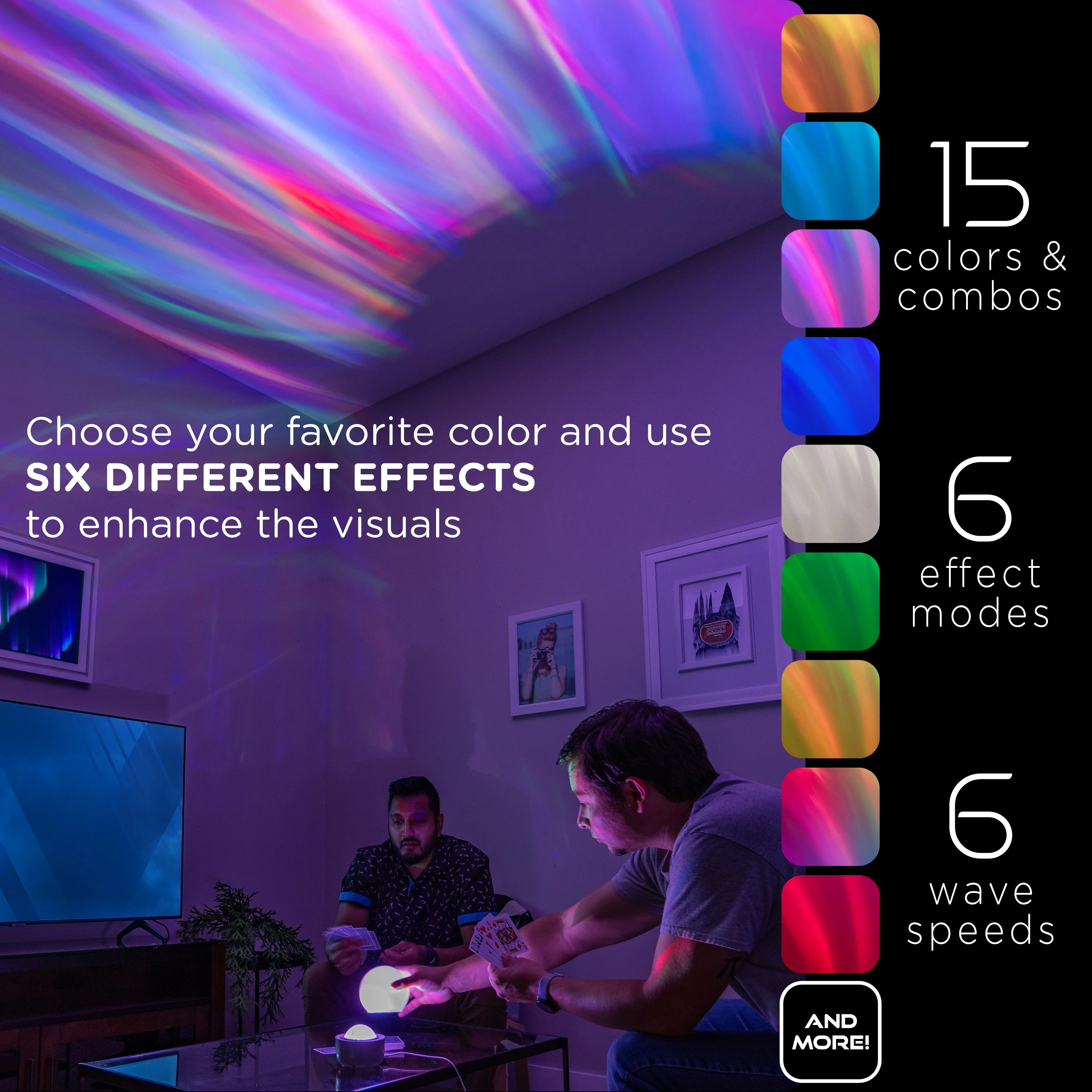 Enbrighten Aurora Wave Galaxy Projector LED Tabletop Night Light with On/Off Globe Cover, White - Image 4