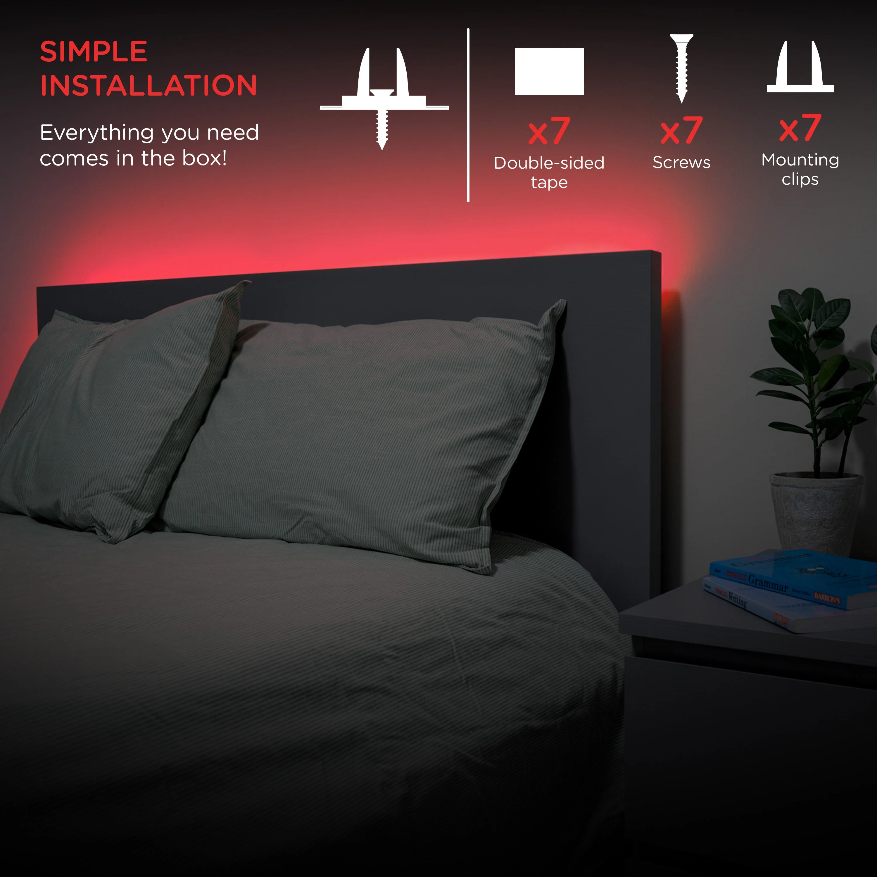 Enbrighten Basics Indoor USB-Powered Flex Light, 6.5ft., Red - Image 6