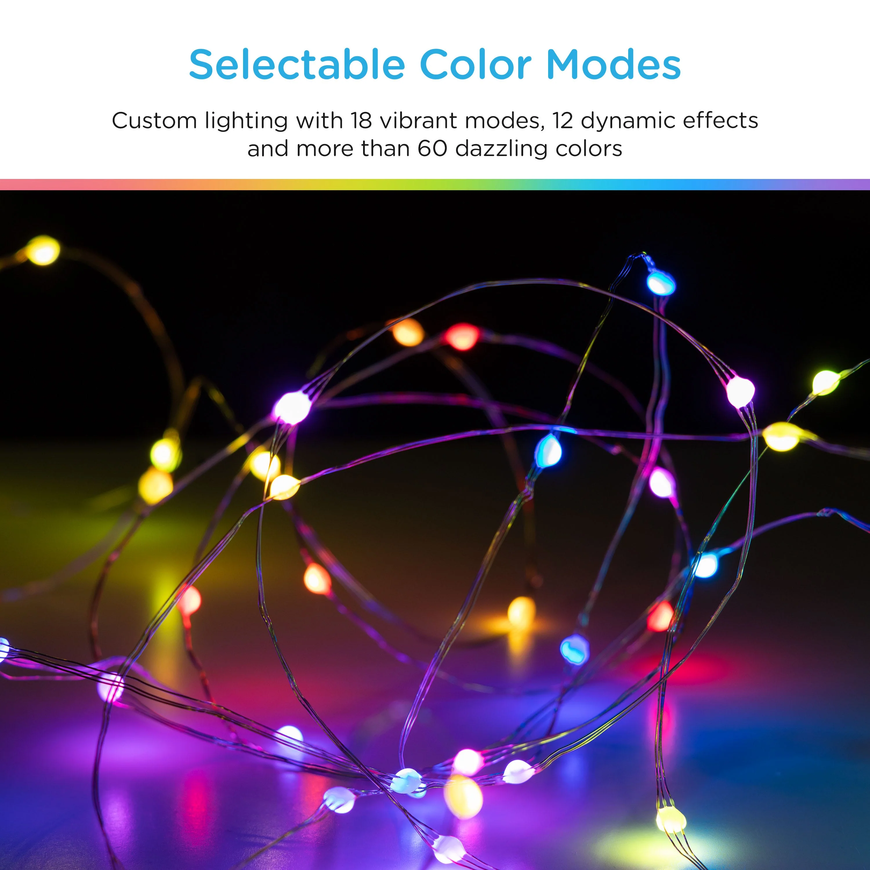 Enbrighten Basics LED Color Changing Fairy String Lights, 60 Lights, 20ft., White - Image 5