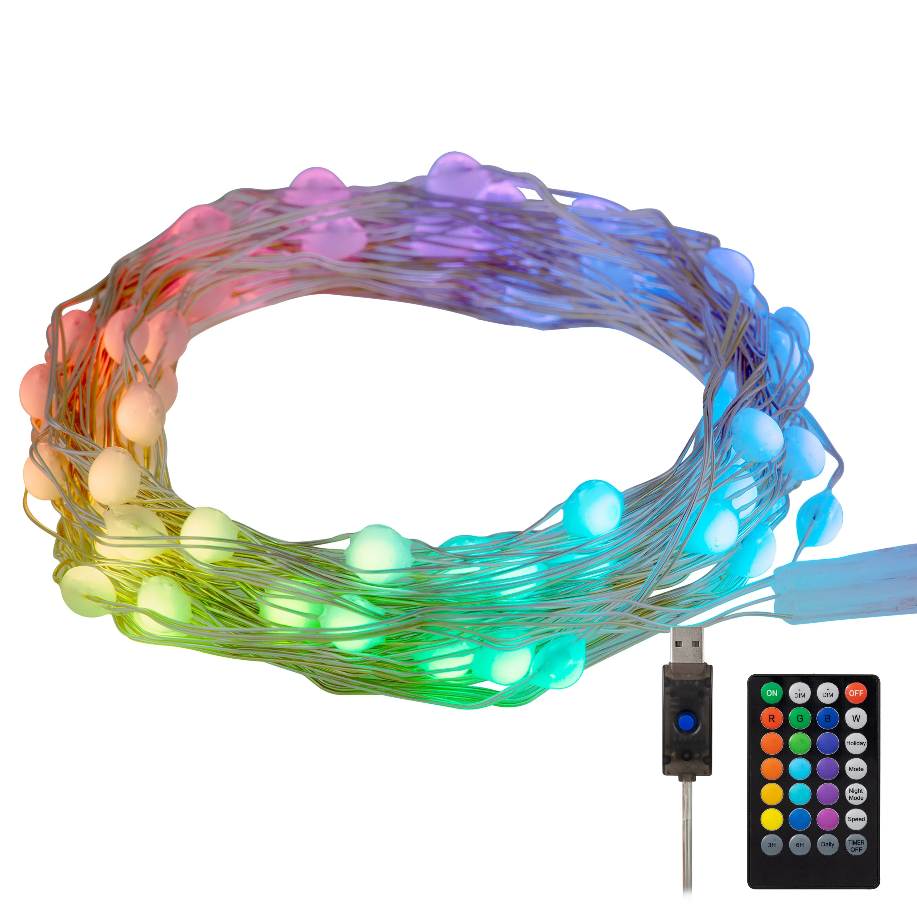Enbrighten Basics LED Color Changing Fairy String Lights, 60 Lights, 20ft., White - Image 9