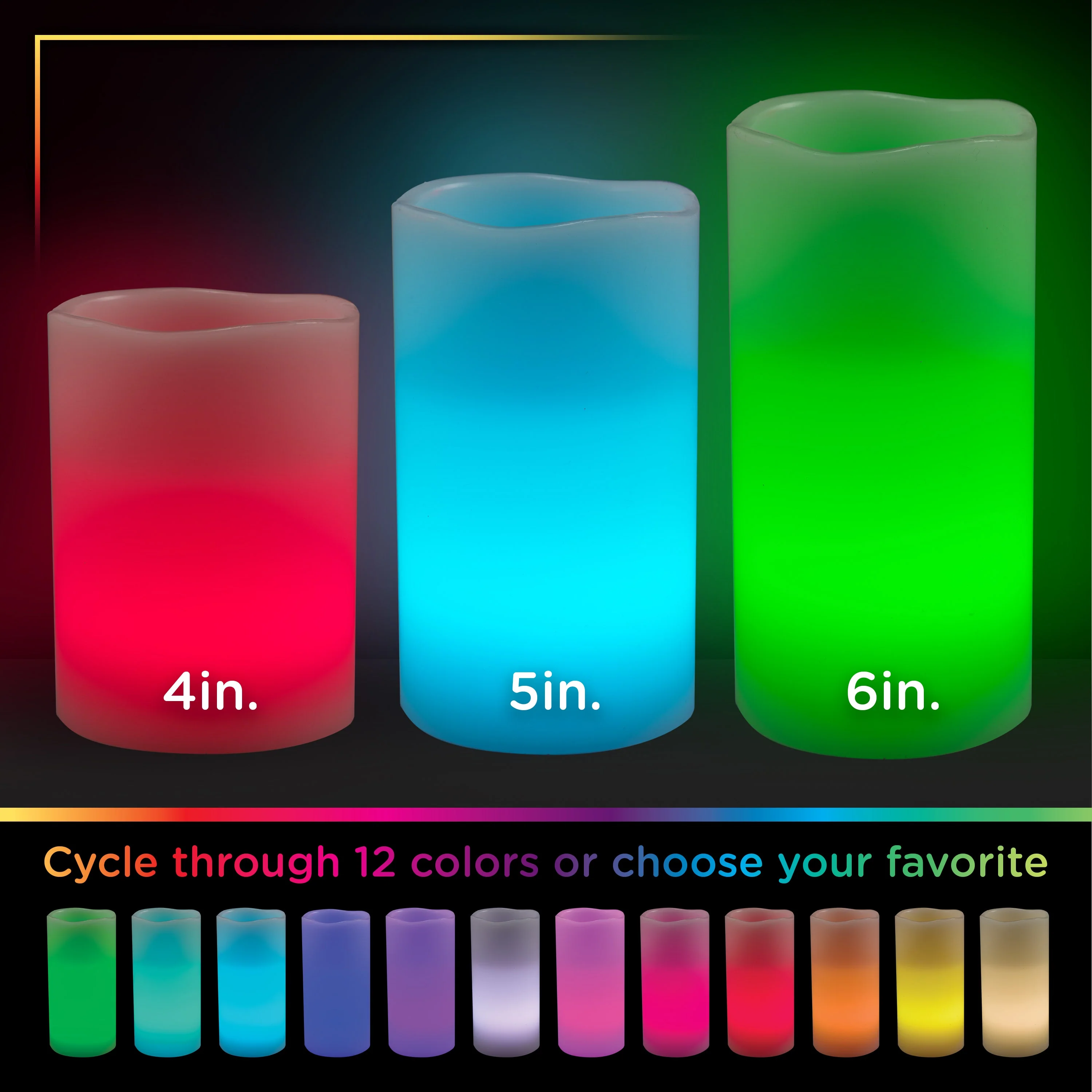 Enbrighten Battery Operated Color-Changing Flameless Flickering LED Candles, 3 Piece Set - Image 5