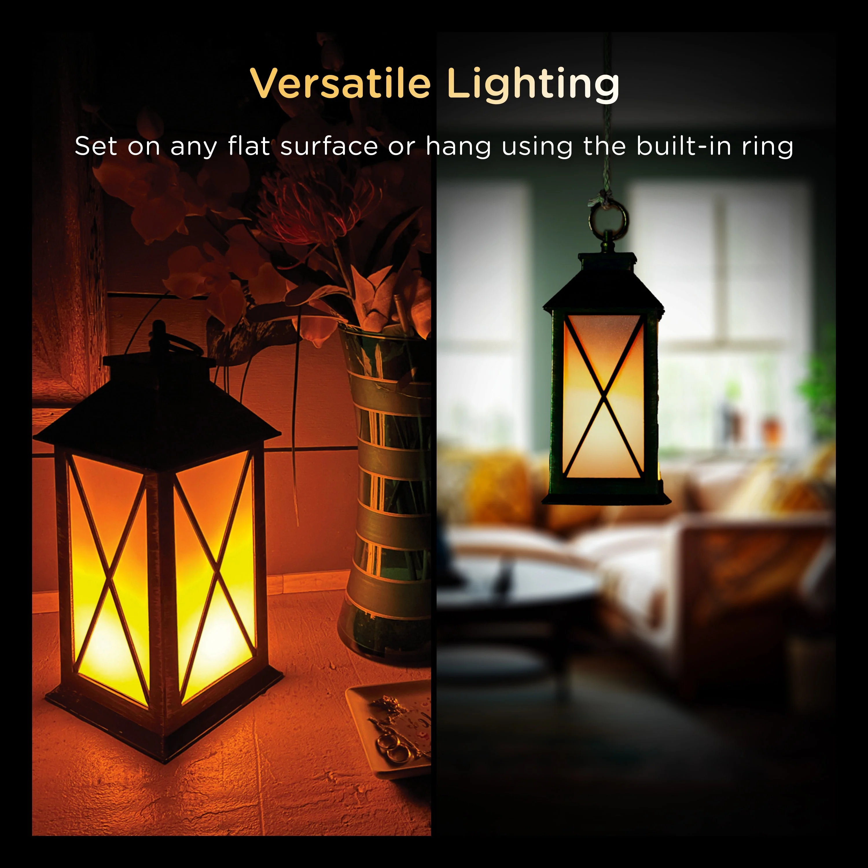 Enbrighten Candle Flicker LED Lantern. Black - Image 7