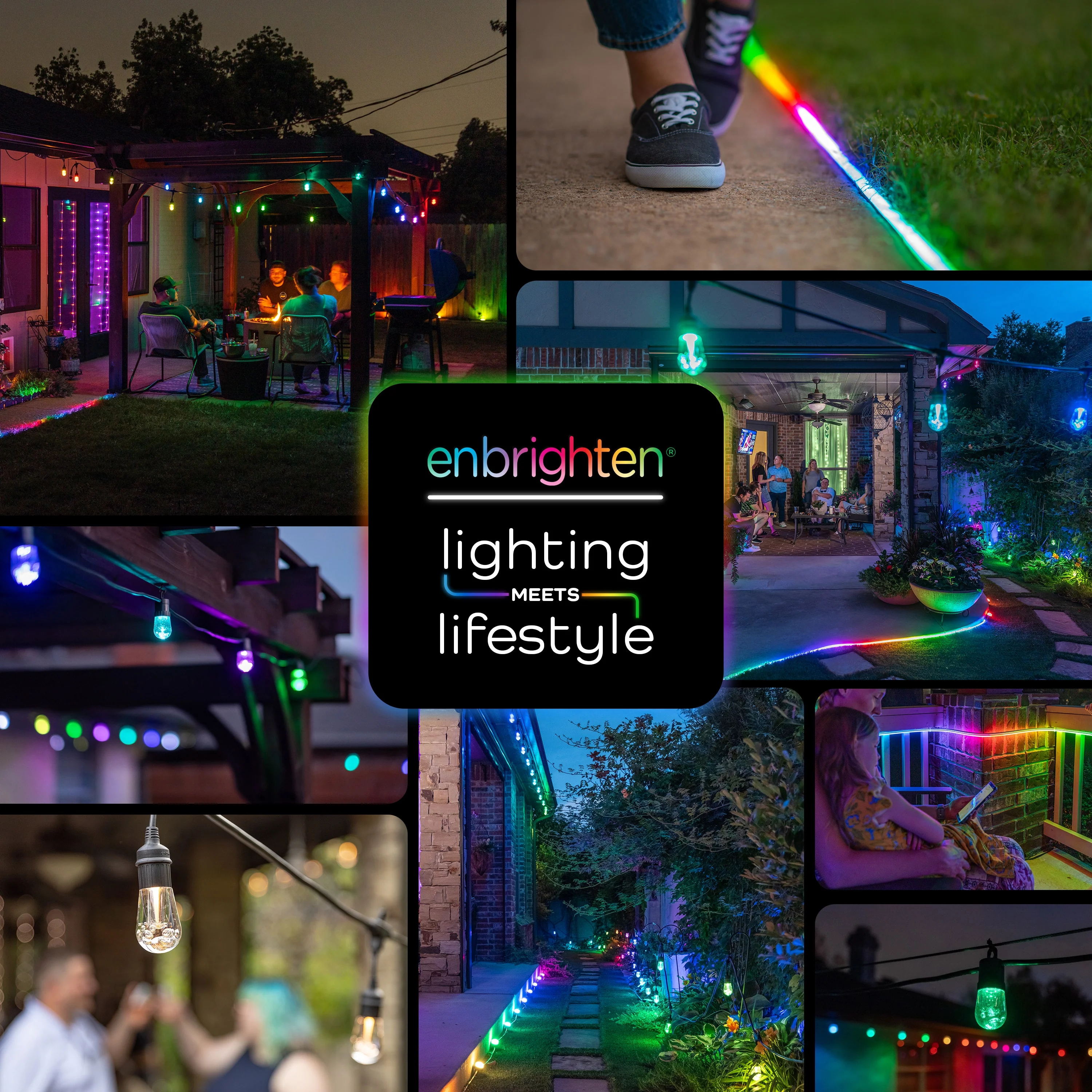 Enbrighten Ecoscapes Seasons Color-Changing LED Cafe Lights, 10 Bulbs, 20ft. Black Cord - Image 6