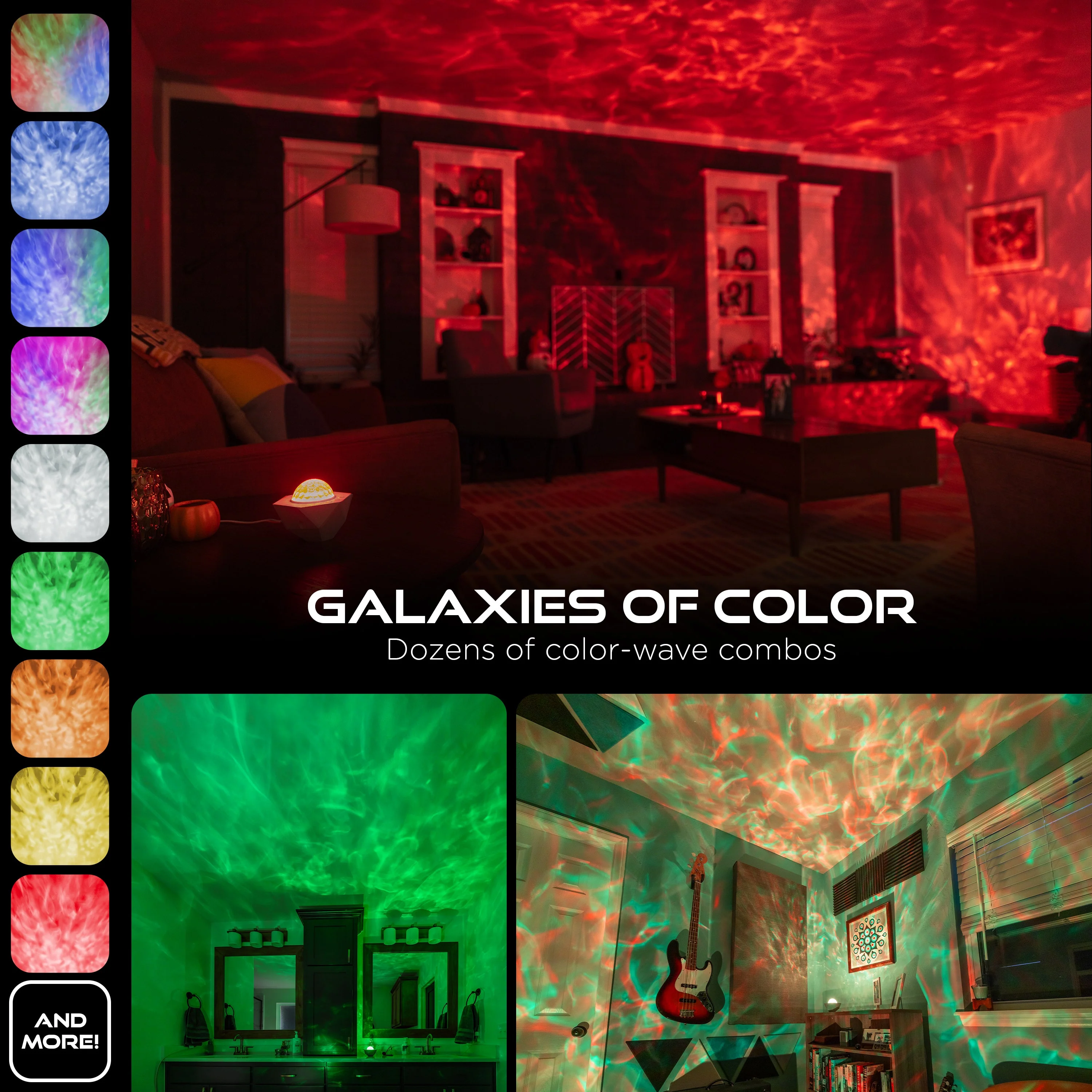 Enbrighten Galaxy Wave Mini Projector LED Tabletop Night Light, White - Image 4