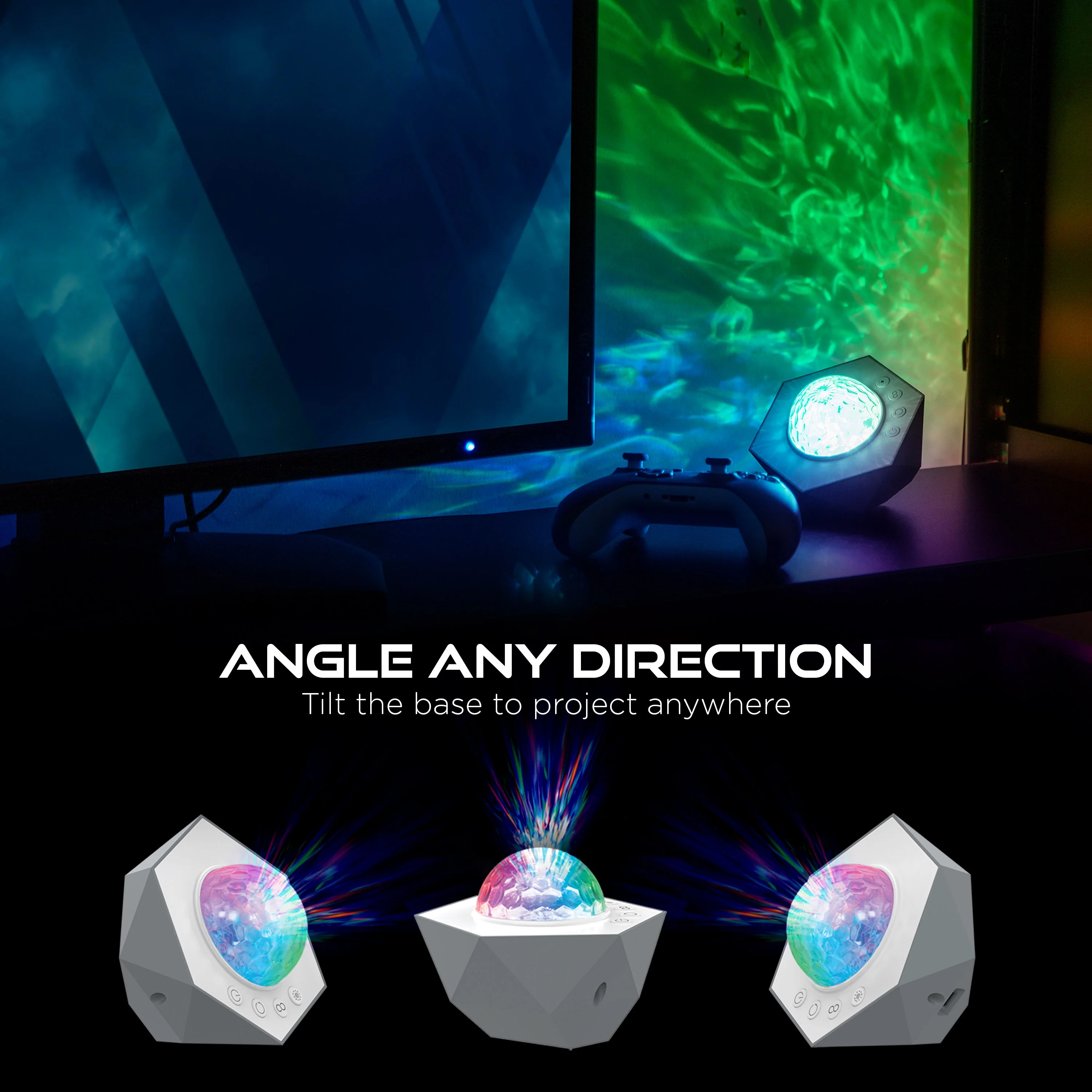 Enbrighten Galaxy Wave Mini Projector LED Tabletop Night Light, White - Image 7
