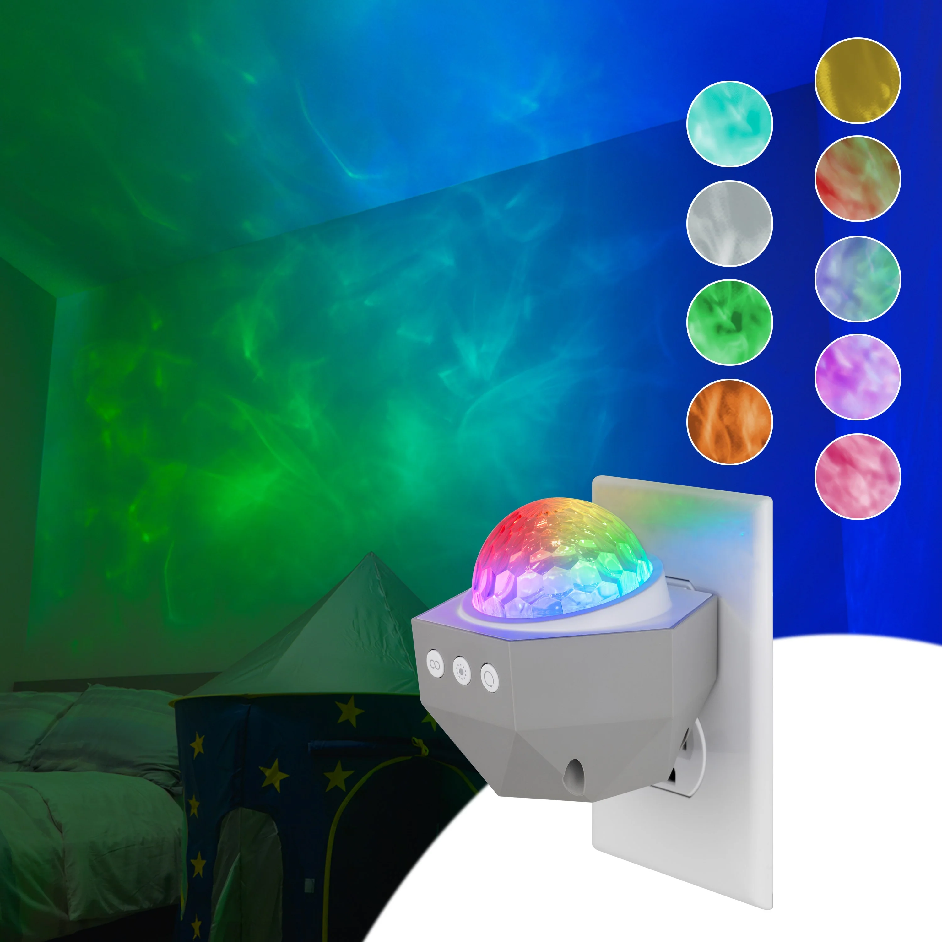 Enbrighten Galaxy Wave Plug-In Projector LED Night Light, White - Image 3