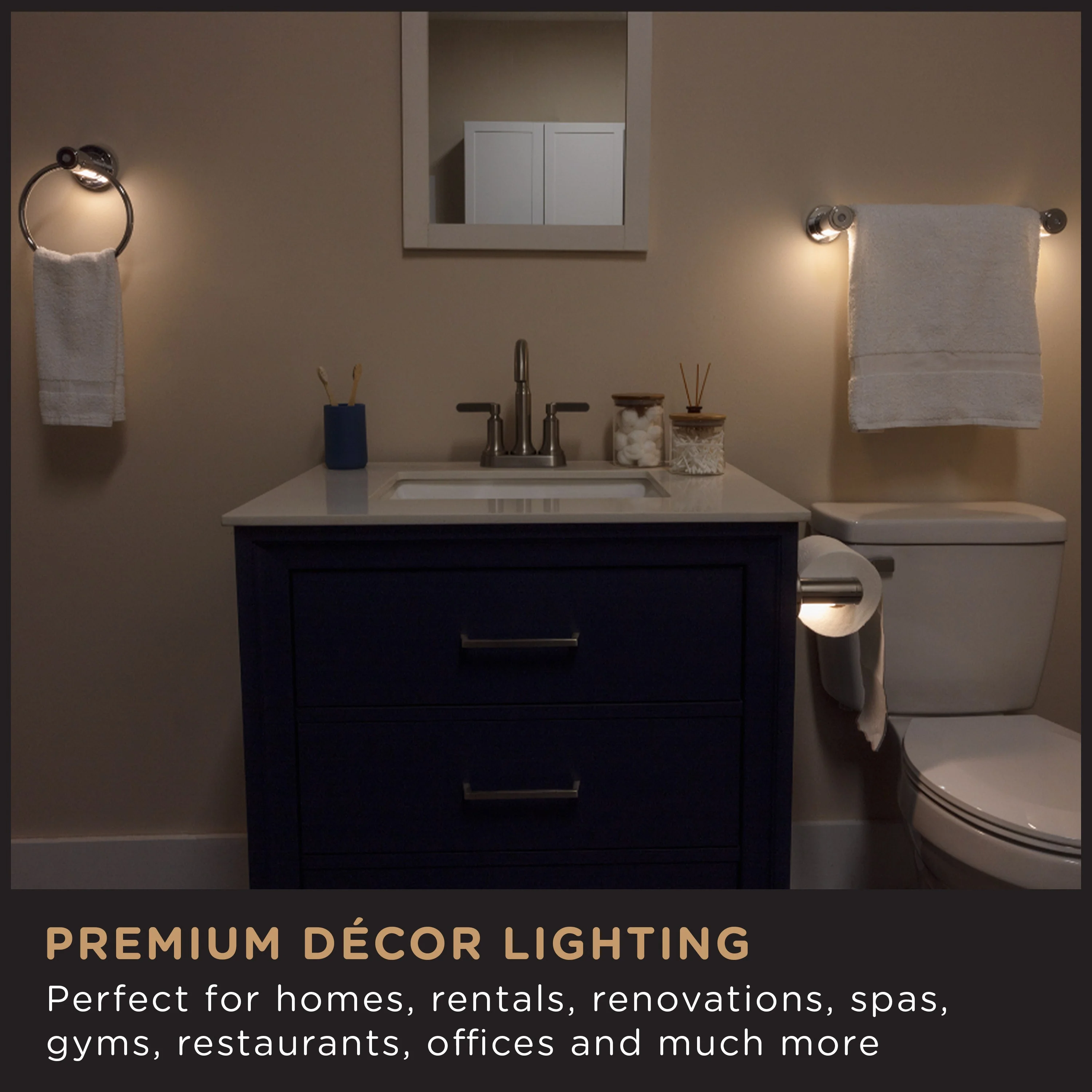 Enbrighten LED Motion Sensing Toilet Paper Holder Light, Chrome - Image 5