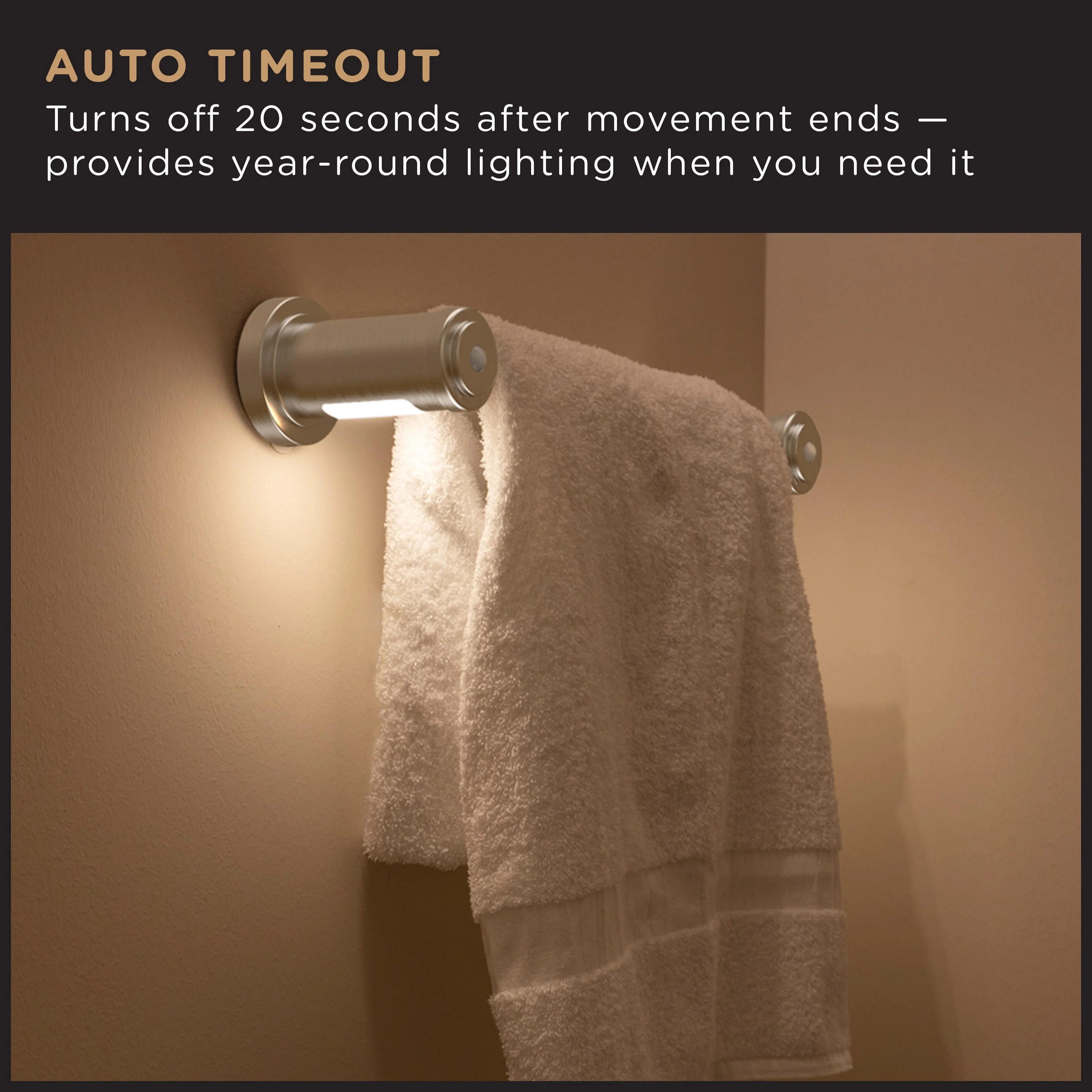 Enbrighten LED Motion Sensing Towel Bar Light, Brushed Nickel - Image 4
