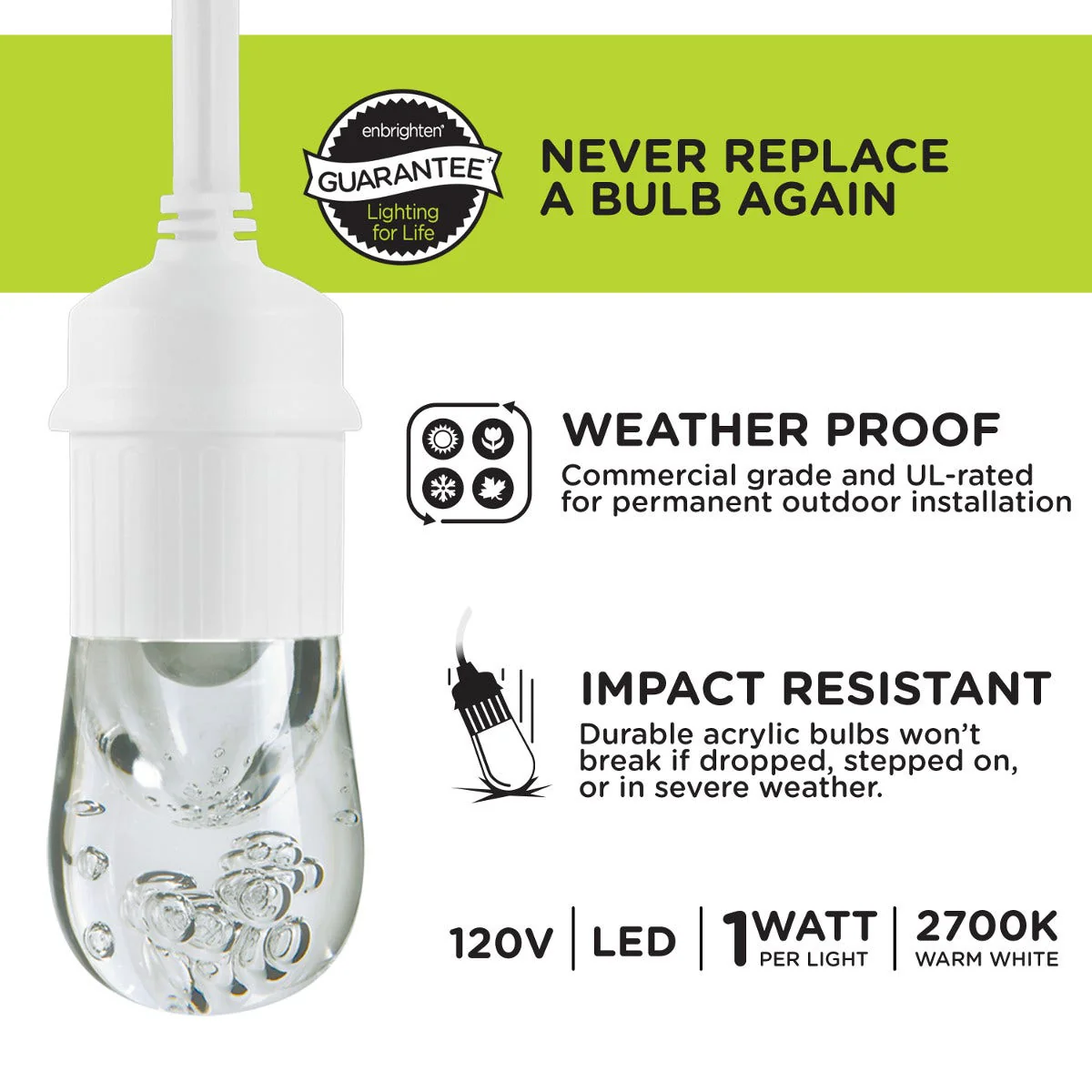 Enbrighten Light Bundle - Classic LED Cafe Lights (6 Bulbs, 12ft. White Cord) and 6 Stainless Steel Cage Shades - Image 3