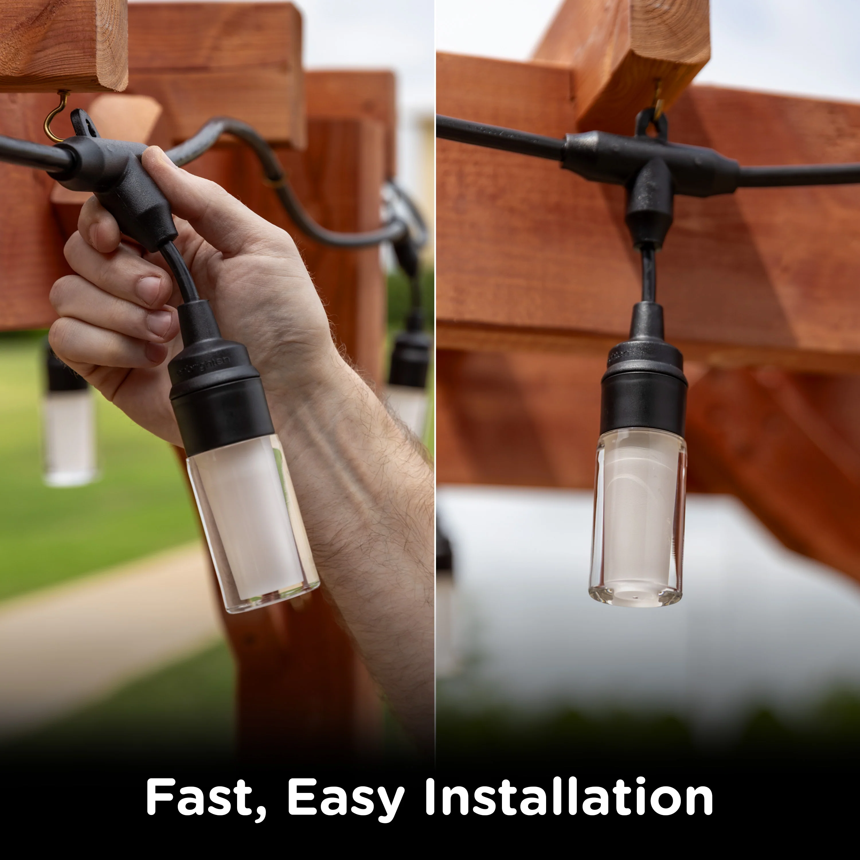 Enbrighten Modern Outdoor String Lights, 48ft, 24 Cylindrical Shatterproof Bulbs, Cool White - Image 3