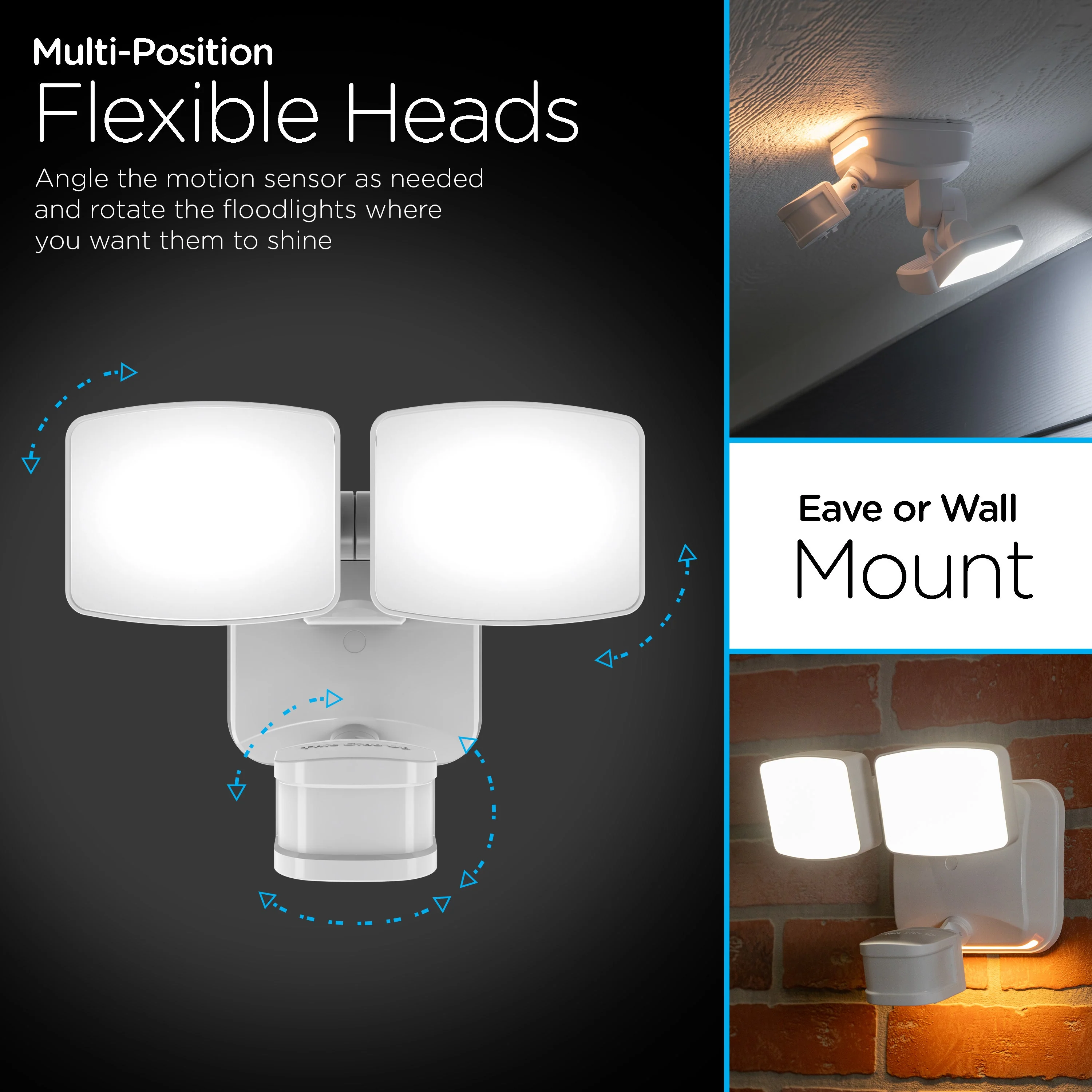 Enbrighten Outdoor 2-Head Motion-Sensing Security Light with LED Night Light, White - Image 7