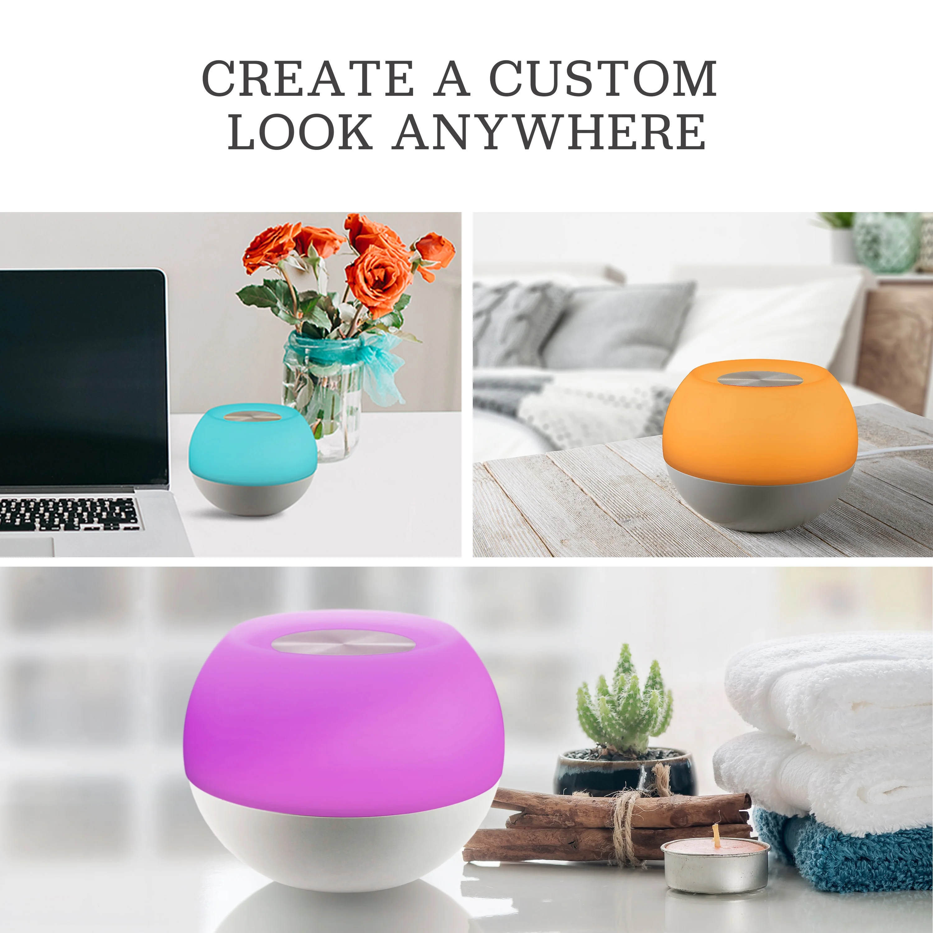 Enbrighten USB-Powered Color-Changing Tabletop LED Mini Bowl Night Light, Gray - Image 6