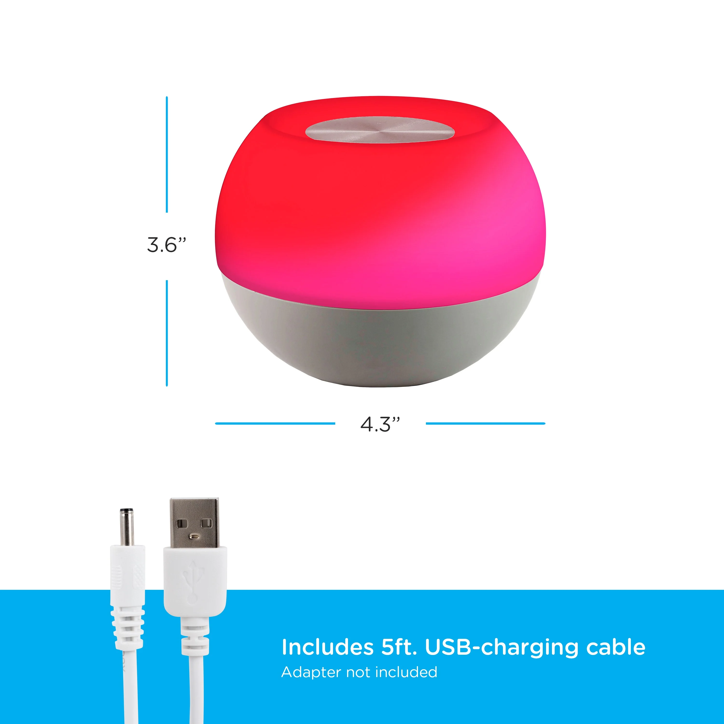 Enbrighten USB-Powered Color-Changing Tabletop LED Mini Bowl Night Light, Gray - Image 7