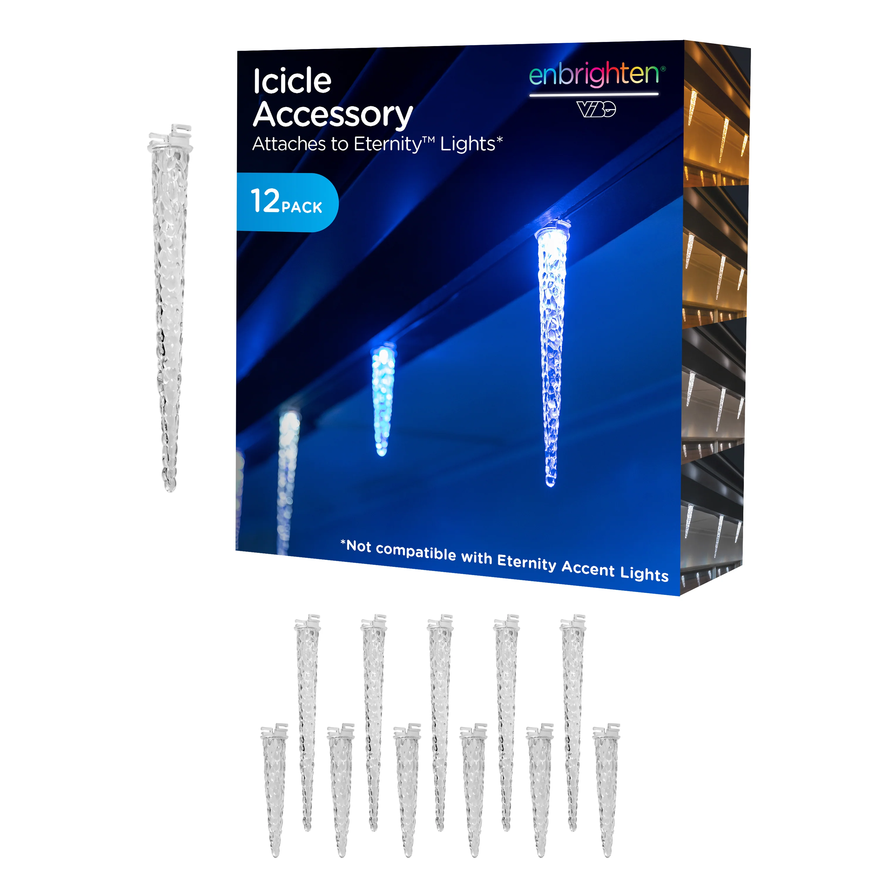 Enbrighten VIBE Eternity Eave Lights Icicle Accessories, 12 Pack