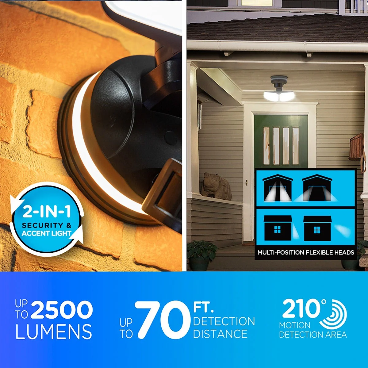 Enbrighten VIBE Outdoor 2-Head Motion-Sensing Back Lit WiFi LED Security Light, Bronze - Image 6