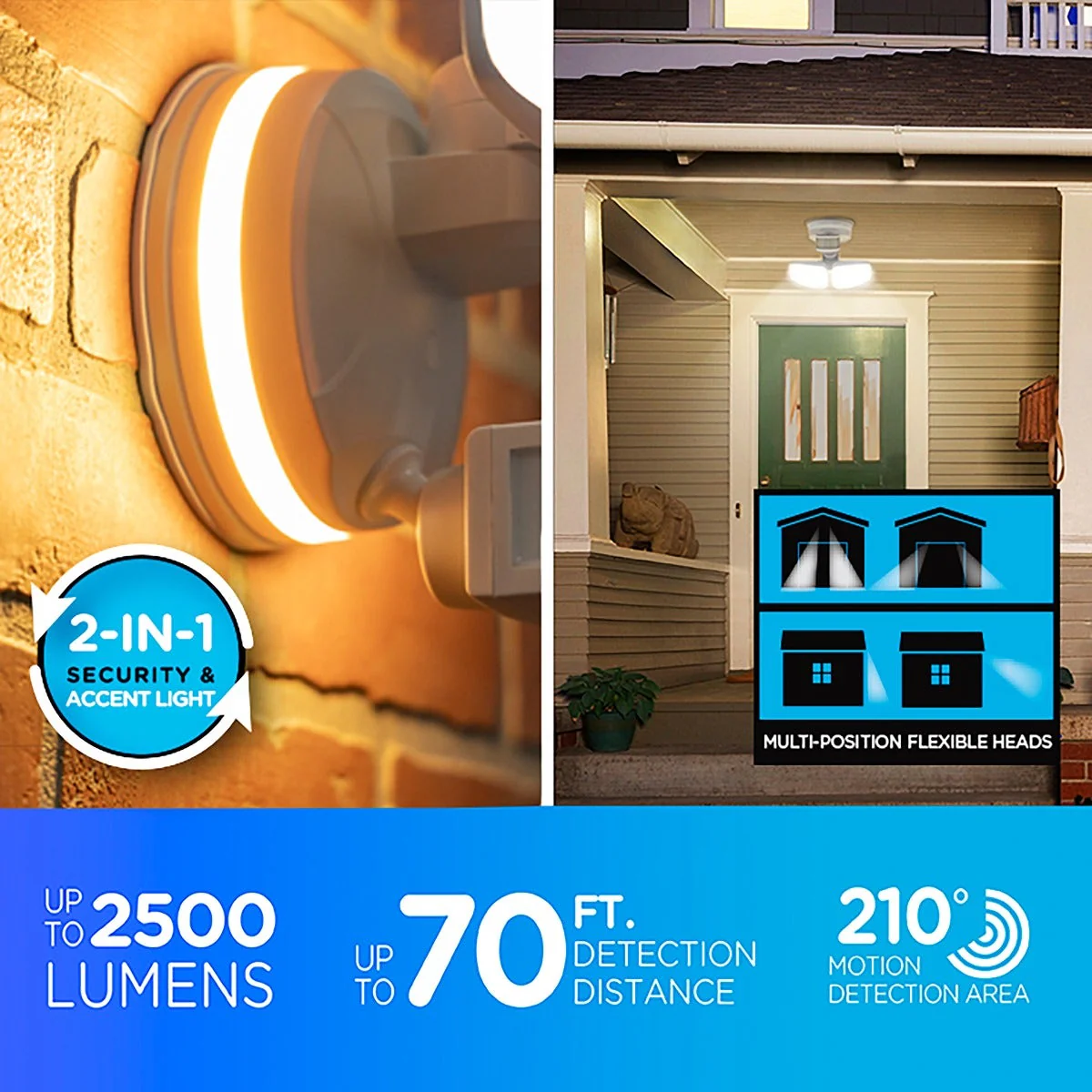Enbrighten VIBE Outdoor 2-Head Motion-Sensing Back Lit WiFi LED Security Light, White - Image 6
