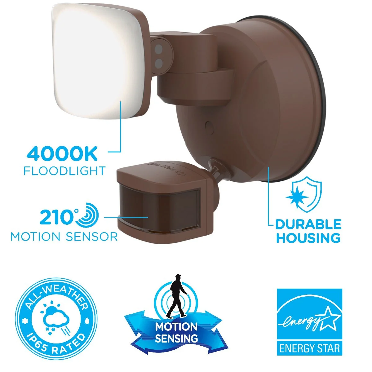 Enbrighten VIBE Outdoor Single-Head Motion-Sensing WiFi LED Security Light, Bronze - Image 5