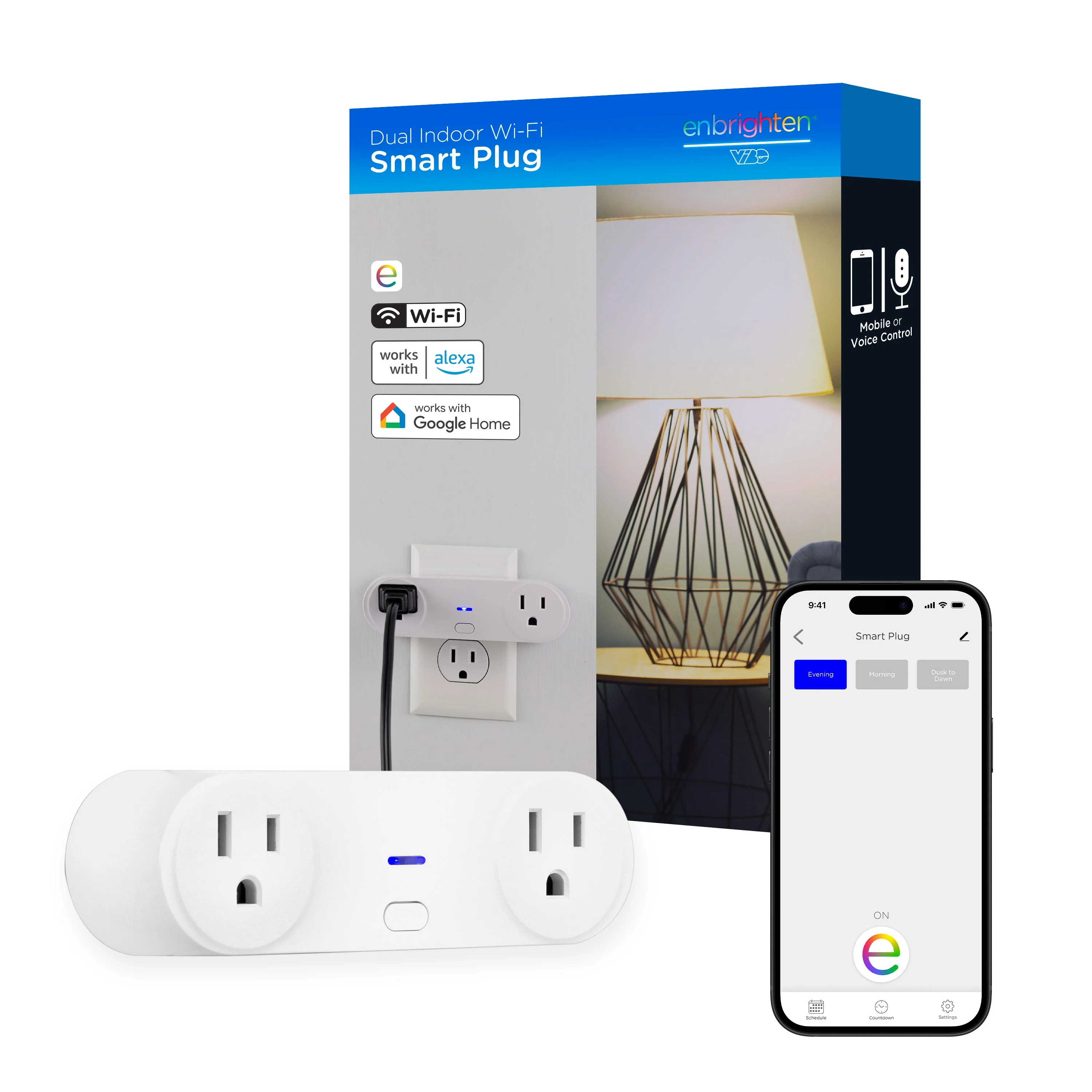 Enbrighten VIBE Plug-In 2-Outlet WiFi Smart Switch, White - Image 8