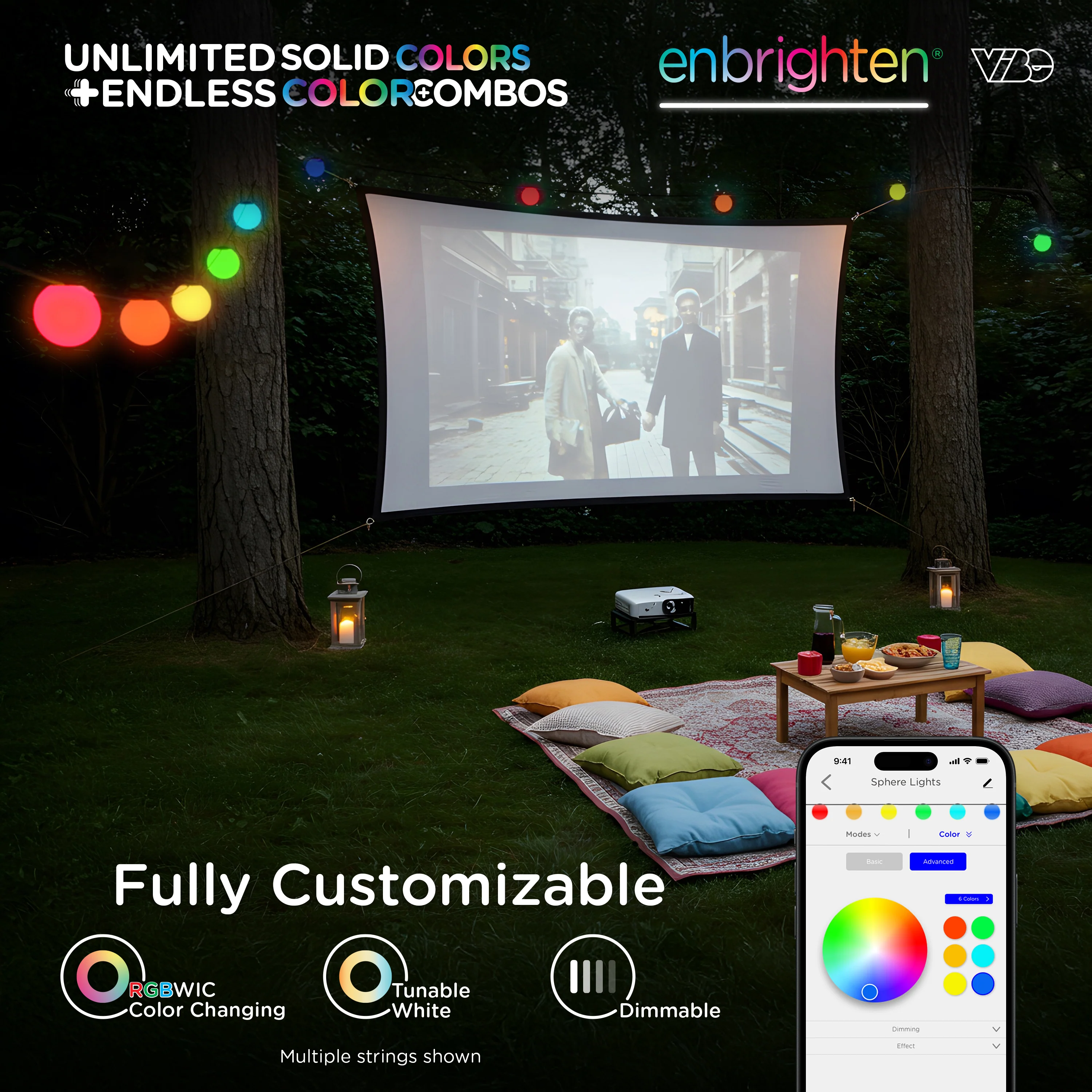 Enbrighten VIBE Wi-Fi Sphere Lights, 12 Lights, 57ft. - Image 3