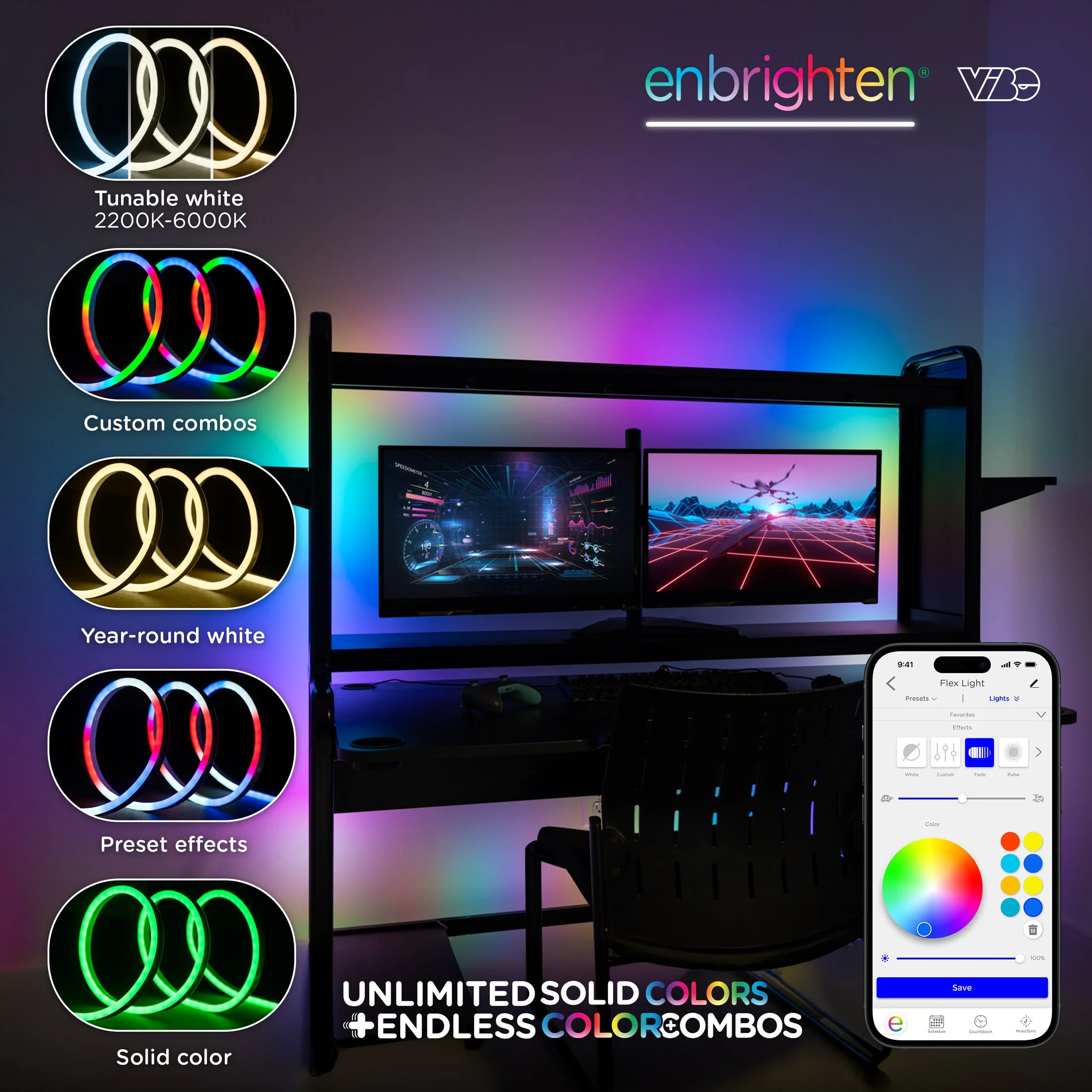 Enbrighten VIBE WiFi Spectrum Indoor Color-Changing LED Flex Light, 16ft. - Image 3