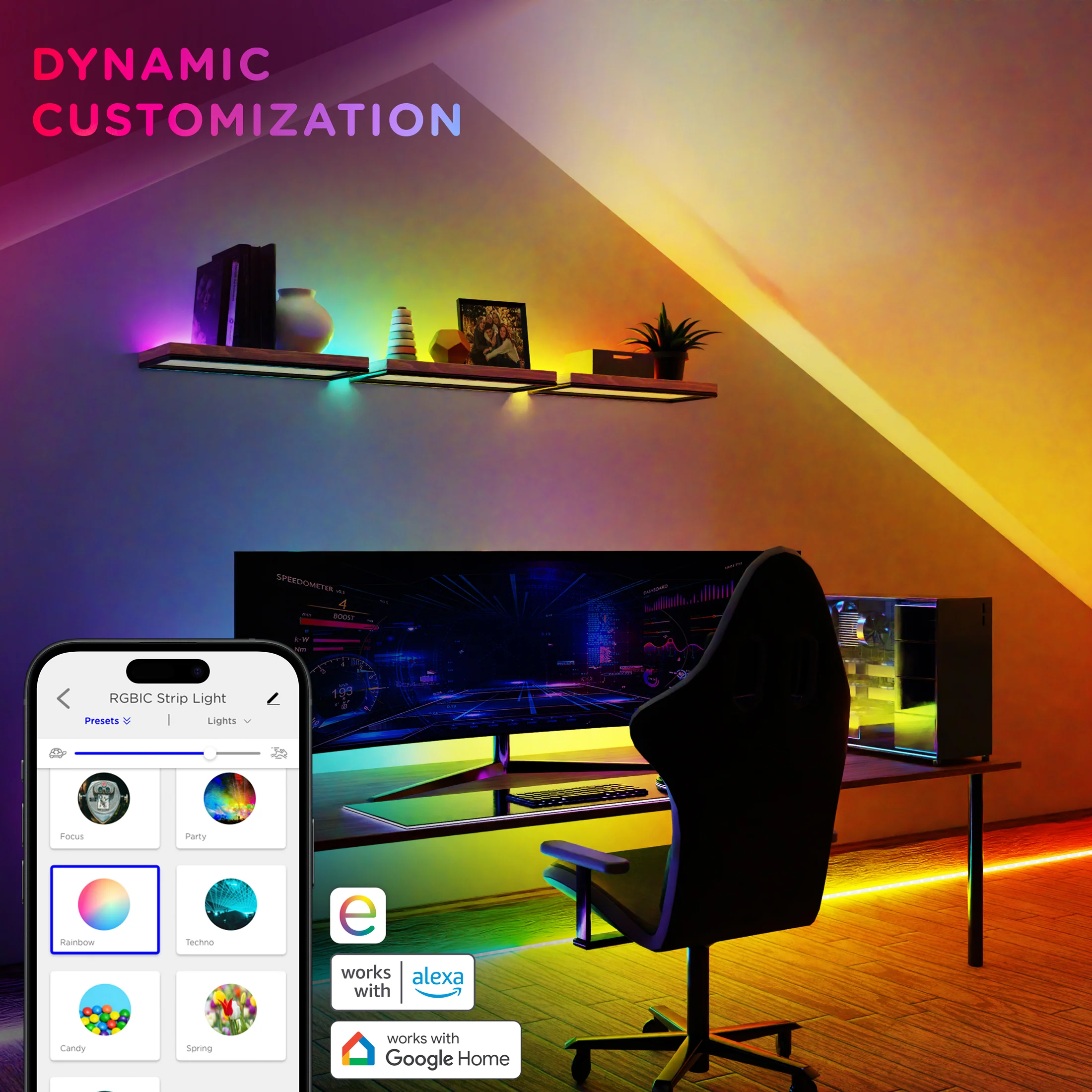 Enbrighten VIBE WiFi Spectrum Indoor Color-Changing LED Strip Lights, 10ft. - Image 4