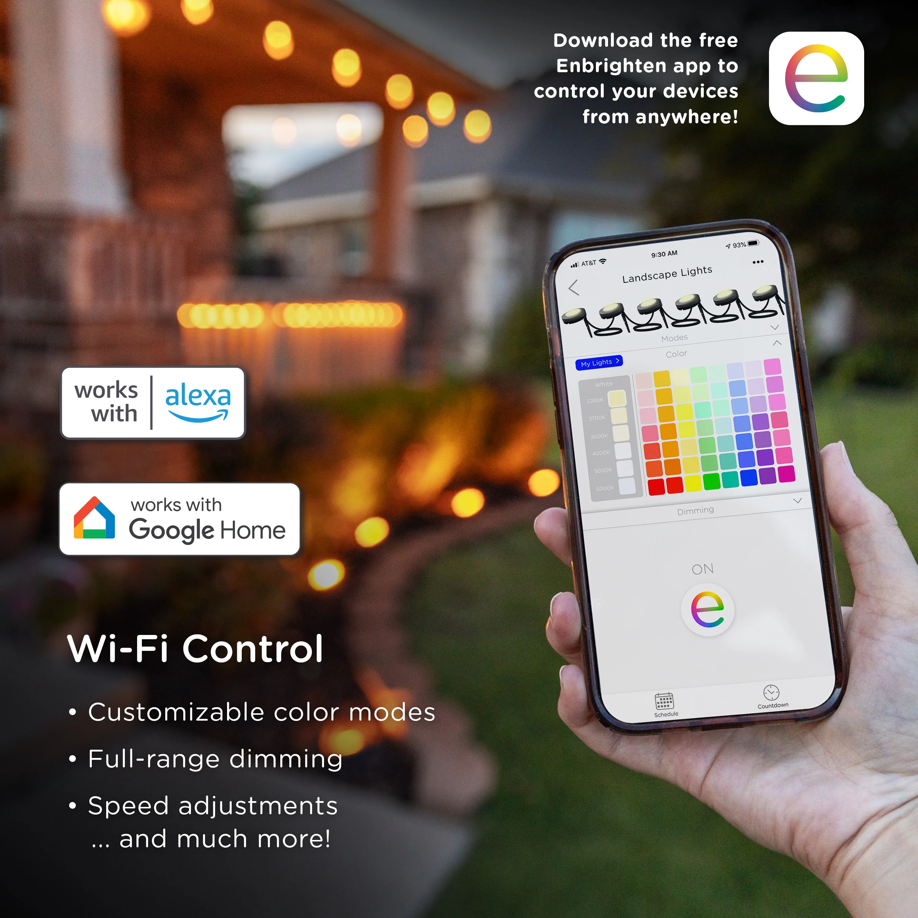 Enbrighten WiFi VIBE Color-Changing LED Landscape Lights, 6 Lights, 50ft. Black Cord - Image 5