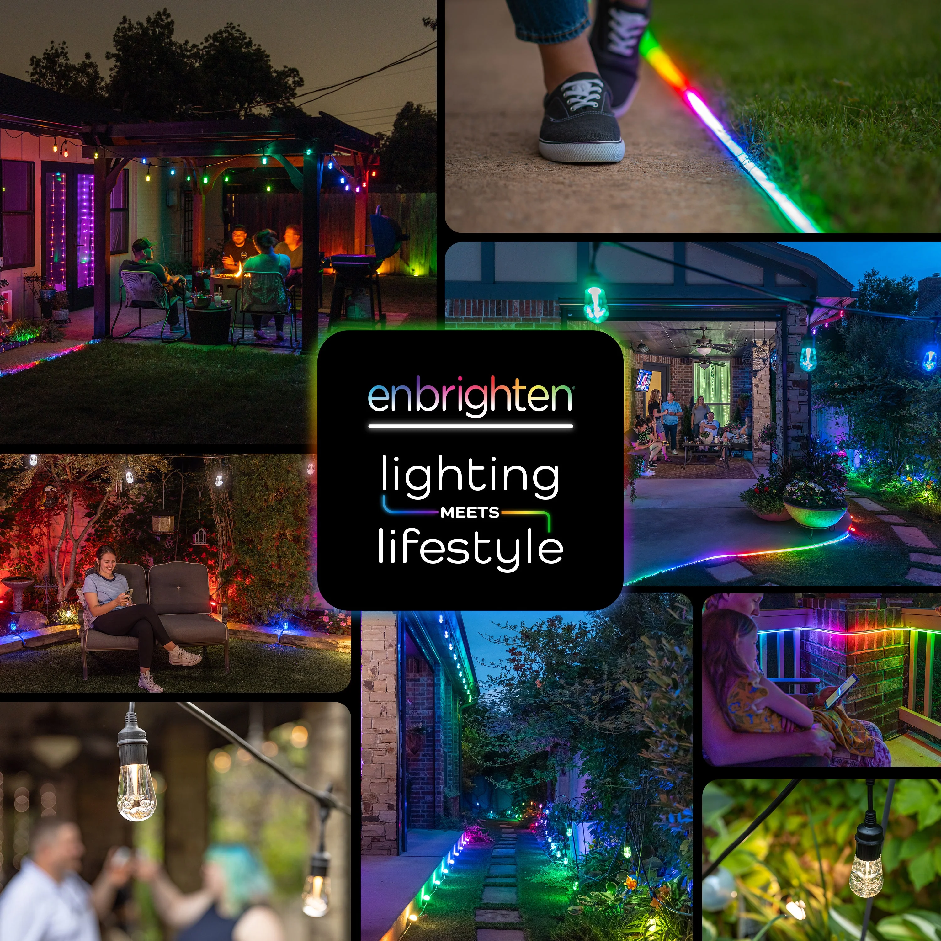 Enbrighten WiFi VIBE Color-Changing LED Landscape Lights, 6 Lights, 50ft. Black Cord - Image 6
