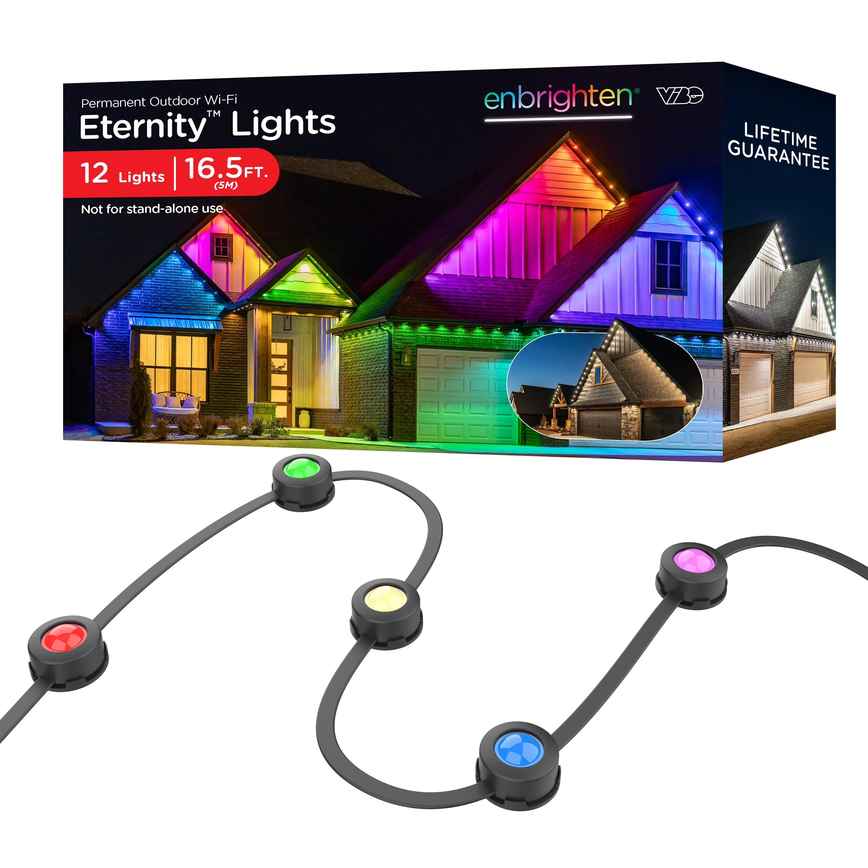Enbrighten WiFi VIBE Eternity Eave Lights Extension Light Strand, 16.5ft. Black - Image 4
