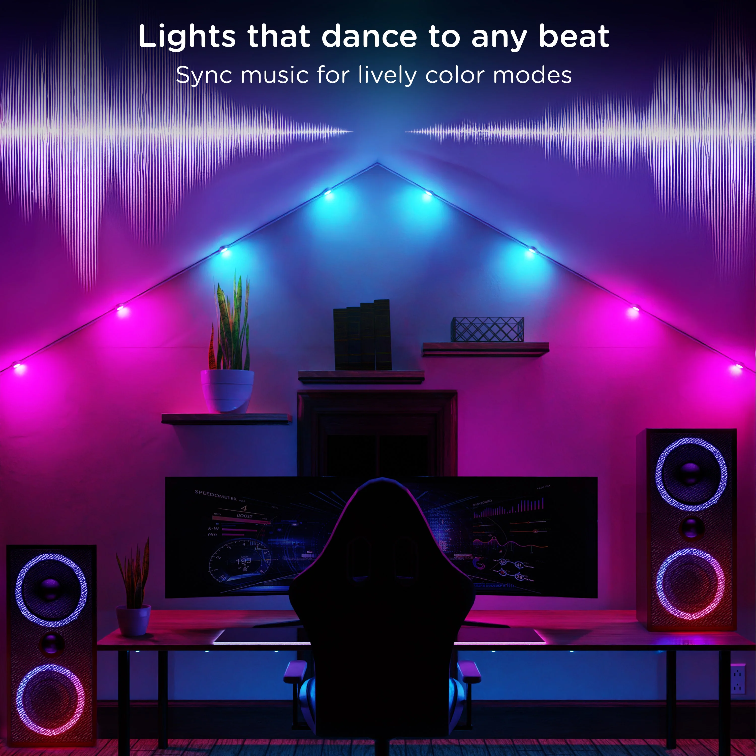 Enbrighten WiFi VIBE Spectrum Color-Changing Wall Lights 12 Lights, 12ft. White Cord - Image 5