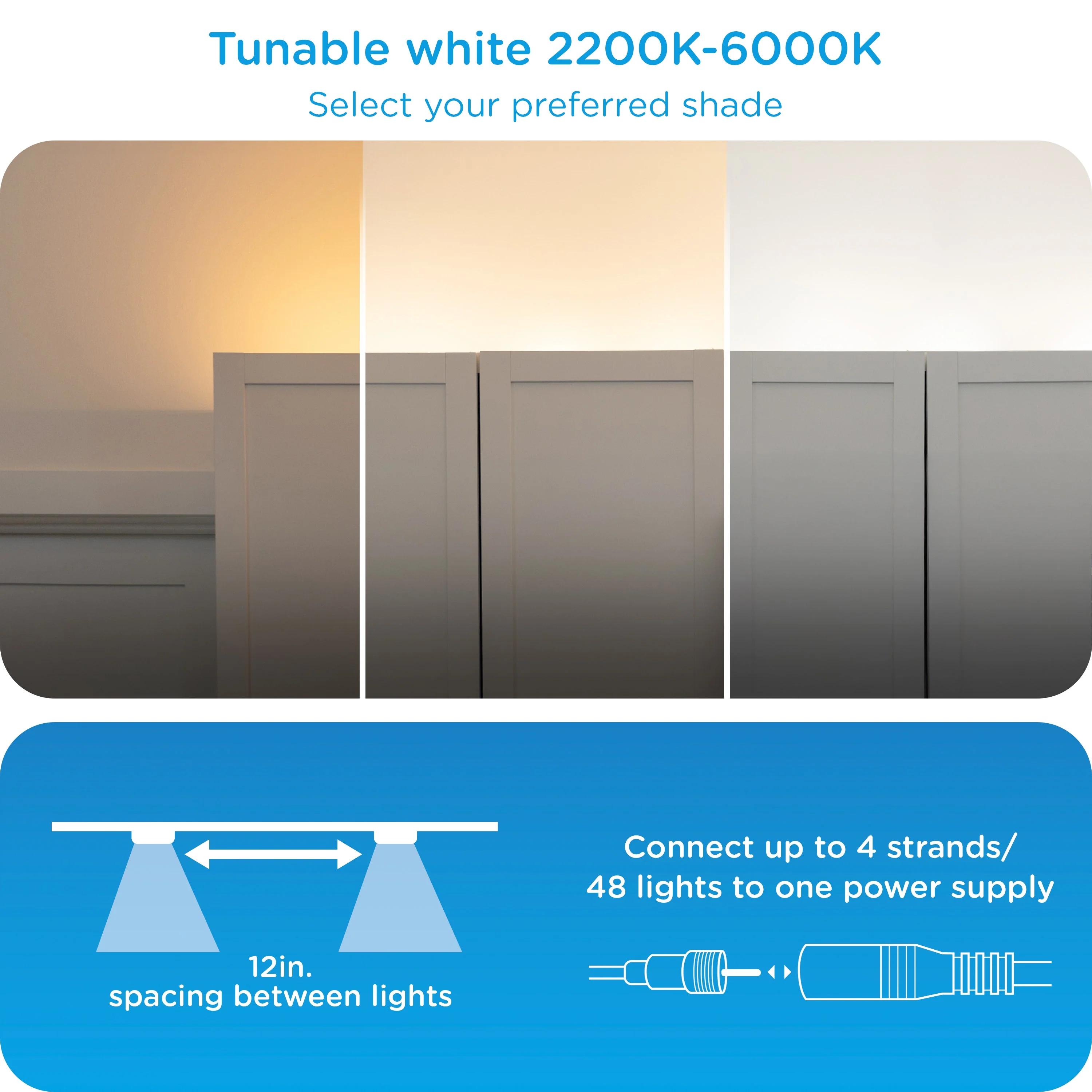 Enbrighten WiFi VIBE Spectrum Color-Changing Wall Lights 12 Lights, 12ft. White Cord - Image 6