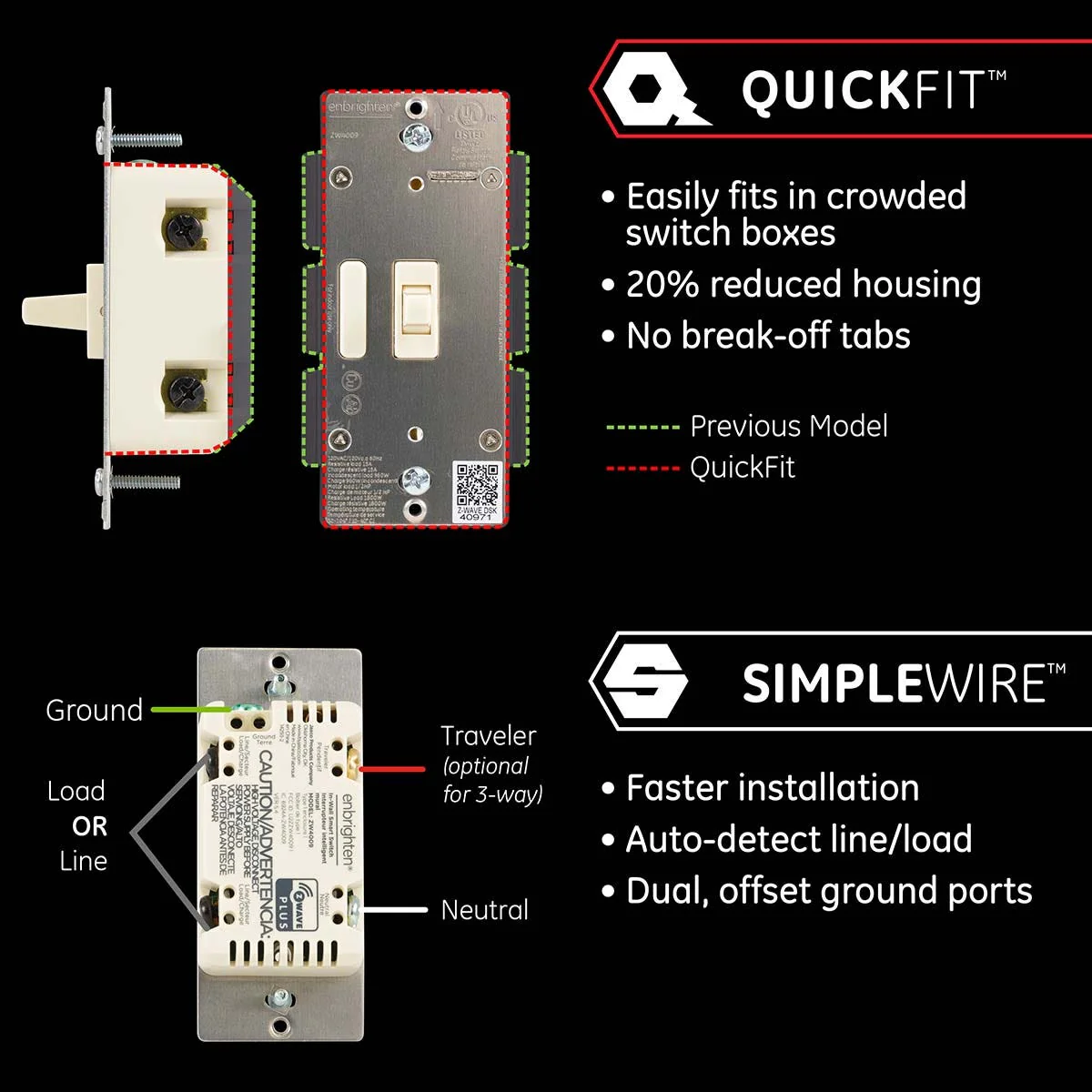 Enbrighten Z-Wave In-Wall Smart Toggle Switch with QuickFit™ and SimpleWire™, Light Almond - Image 3