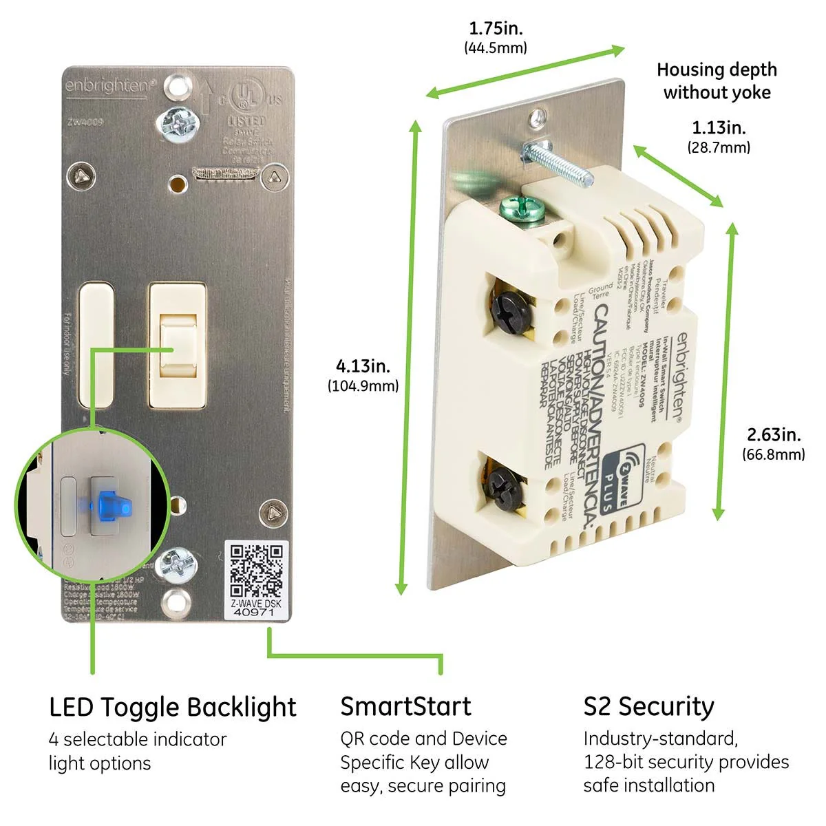 Enbrighten Z-Wave In-Wall Smart Toggle Switch with QuickFit™ and SimpleWire™, Light Almond - Image 5
